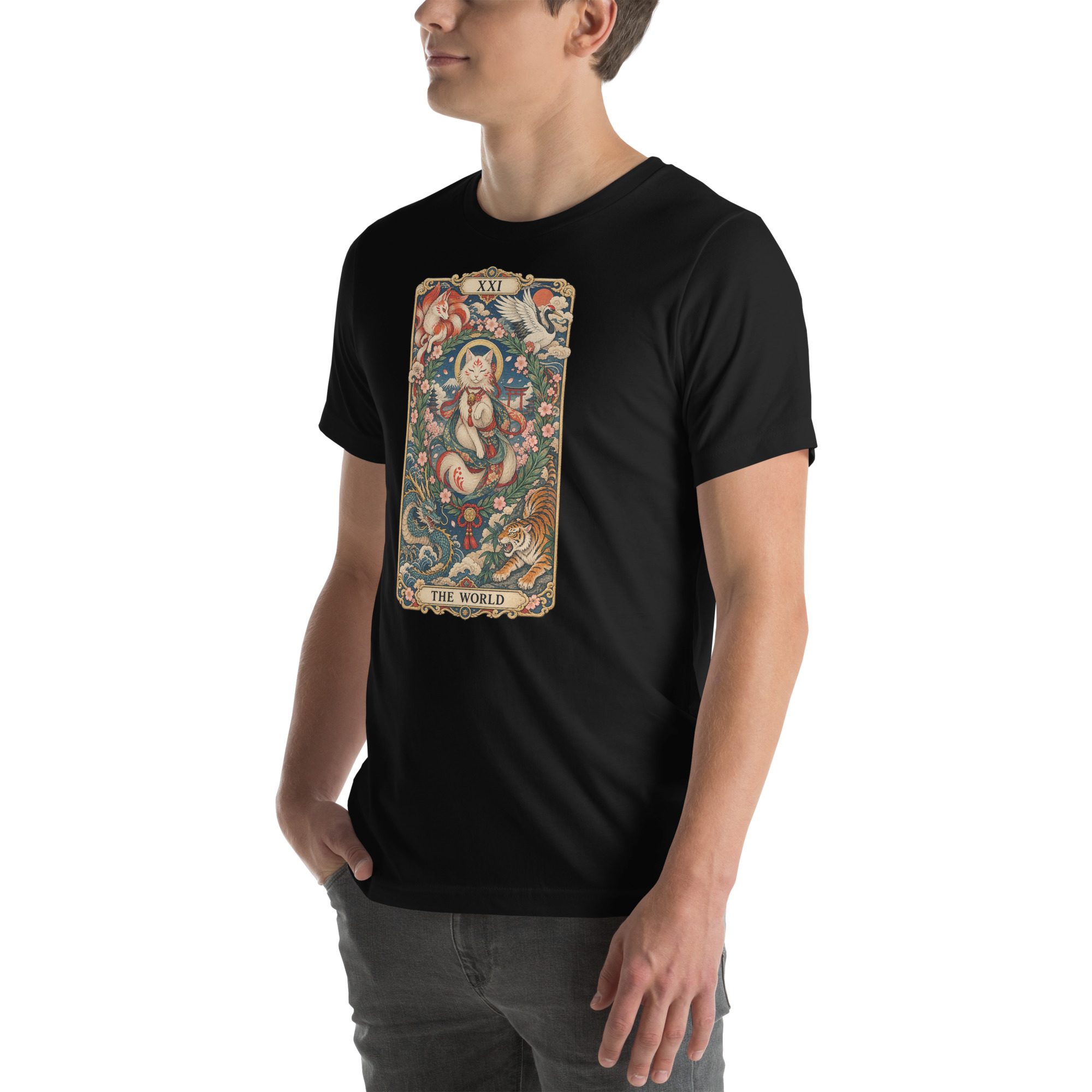 The World Shrine Cat Tarot Japanese Art T-Shirt - Image 120