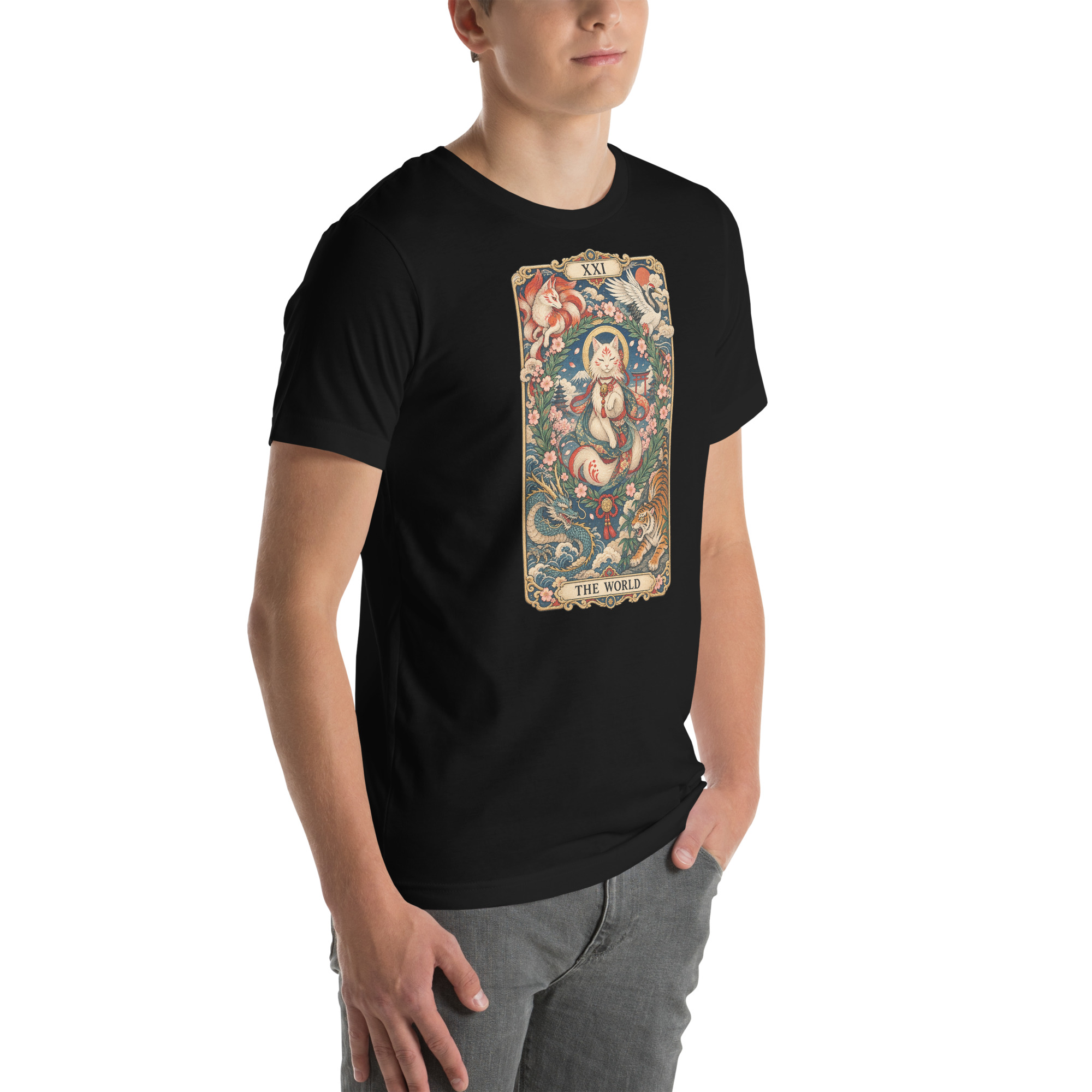 The World Shrine Cat Tarot Japanese Art T-Shirt - Image 97