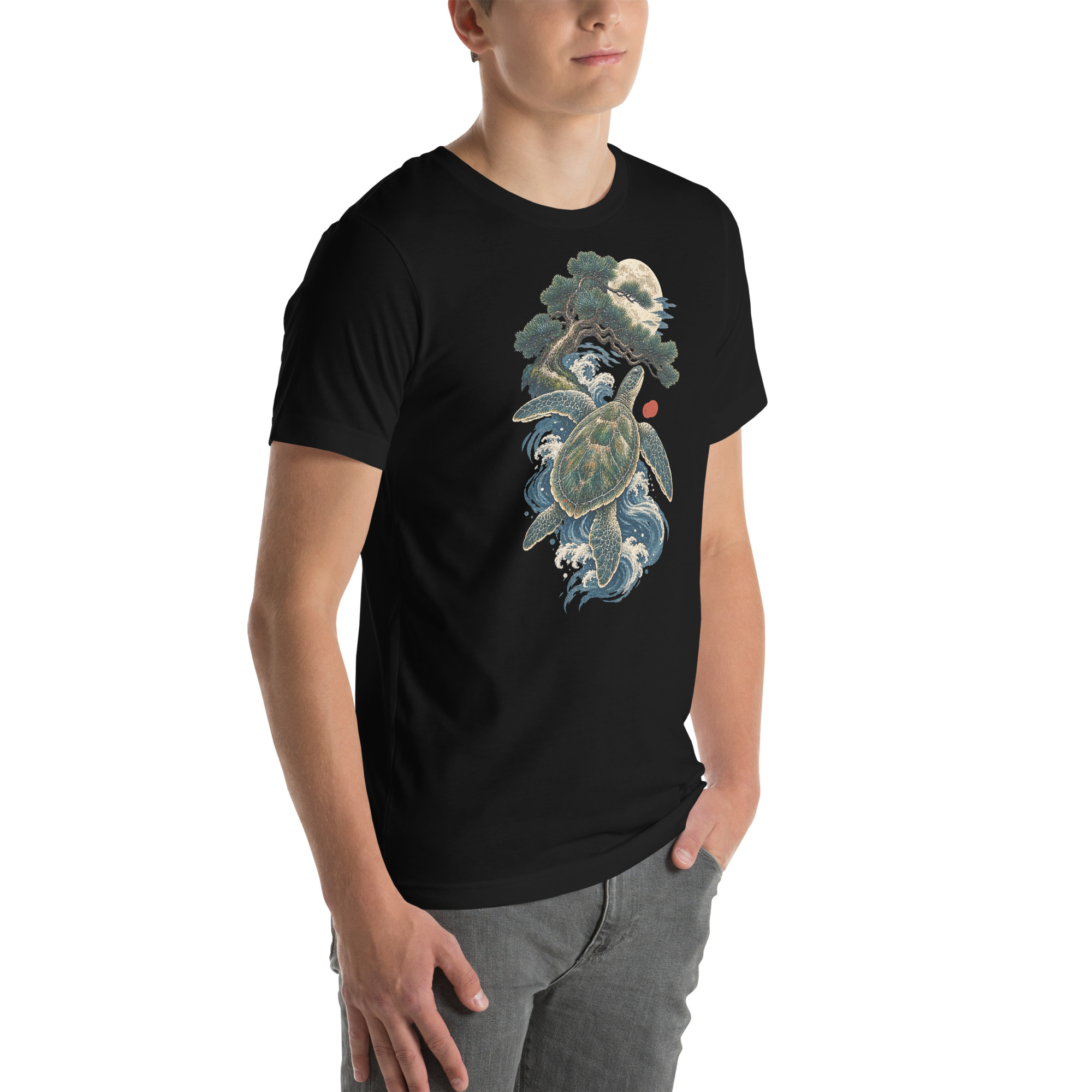 Ancient Sea Turtle Pine Moon Japanese Art, Japanese Art Tee, Mythology Gift - Image 97