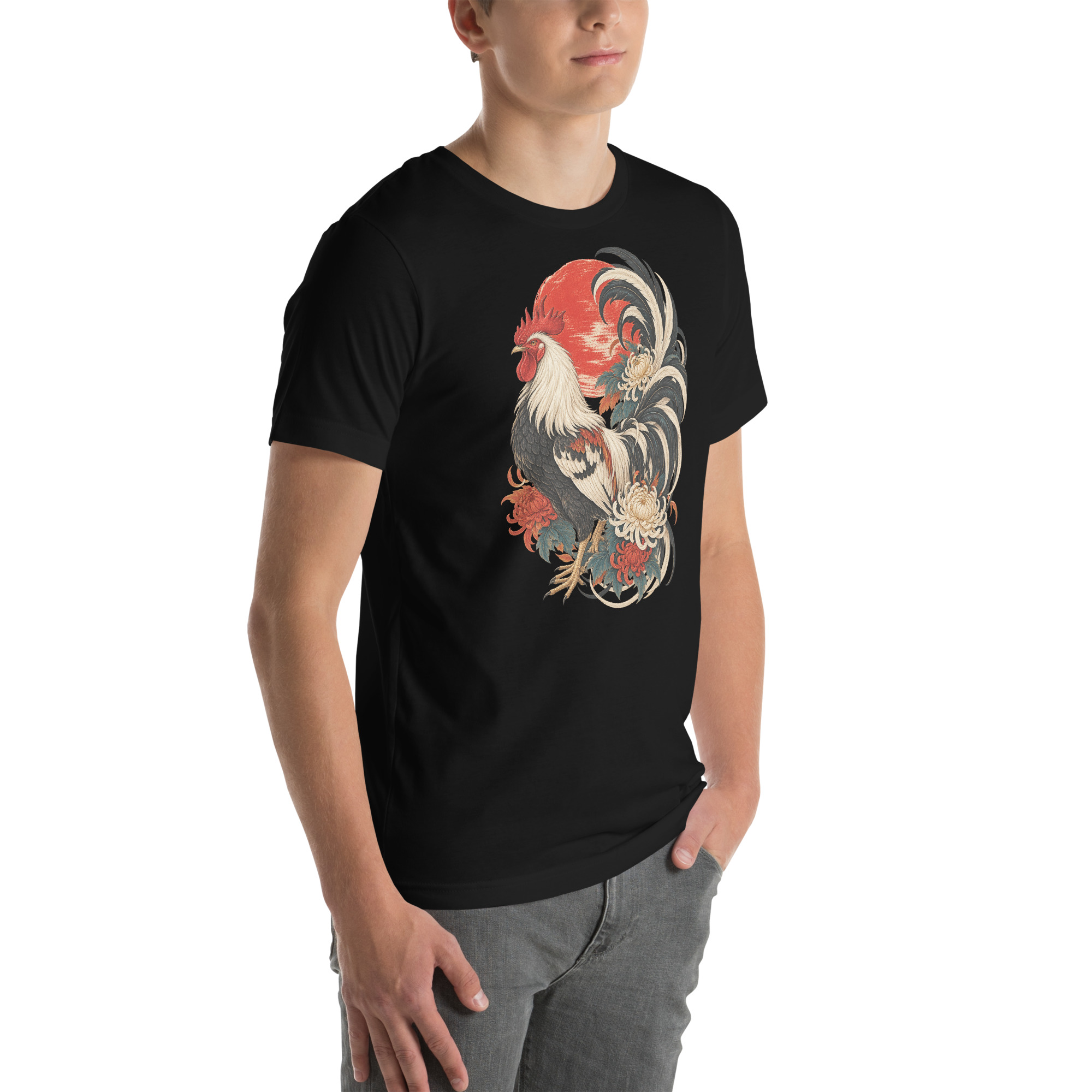 Japanese Rooster Red Sun Chrysanthemum Art, Japanese Art Tee, Mythology Gift - Image 97