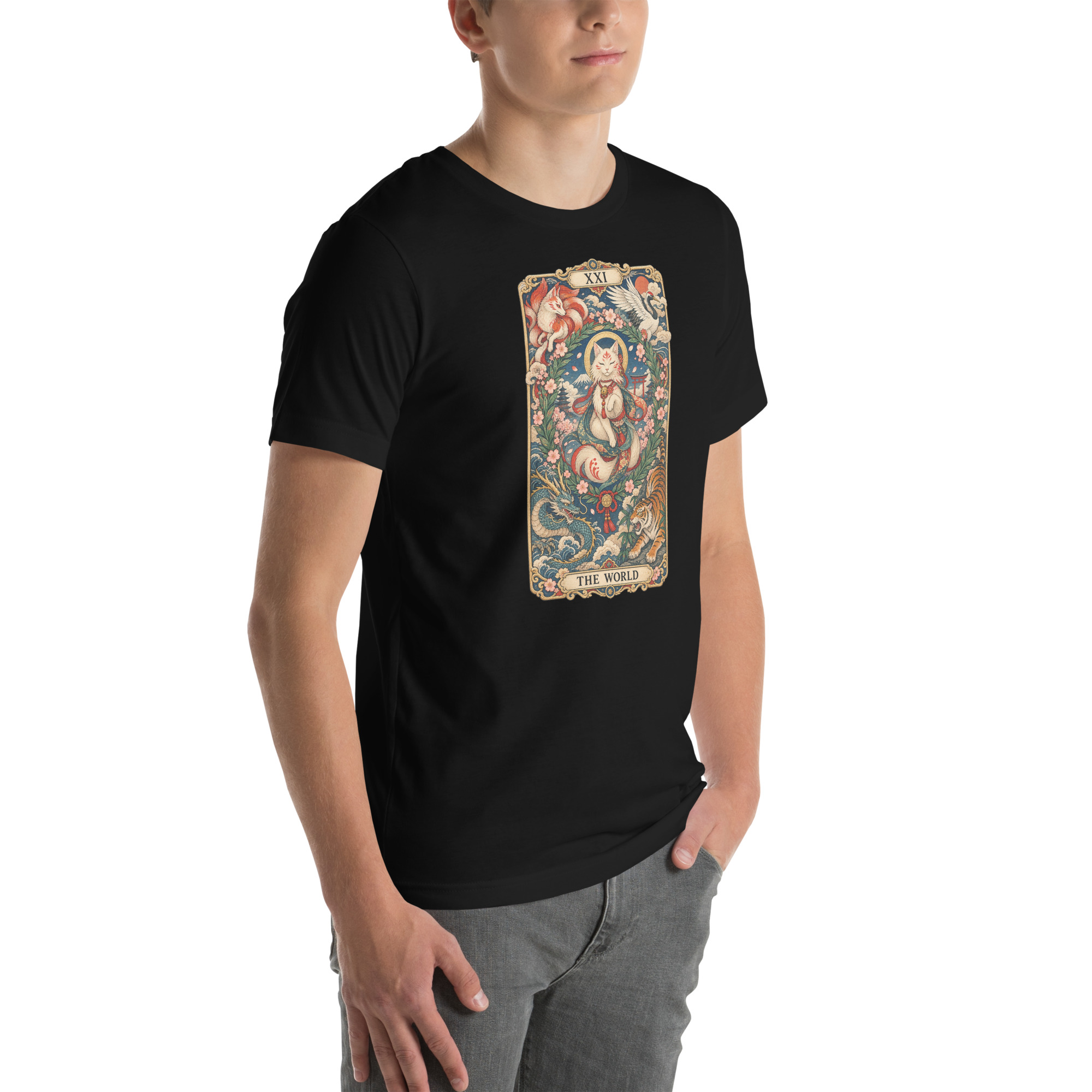 The World Shrine Cat Tarot Japanese Art T-Shirt - Image 122
