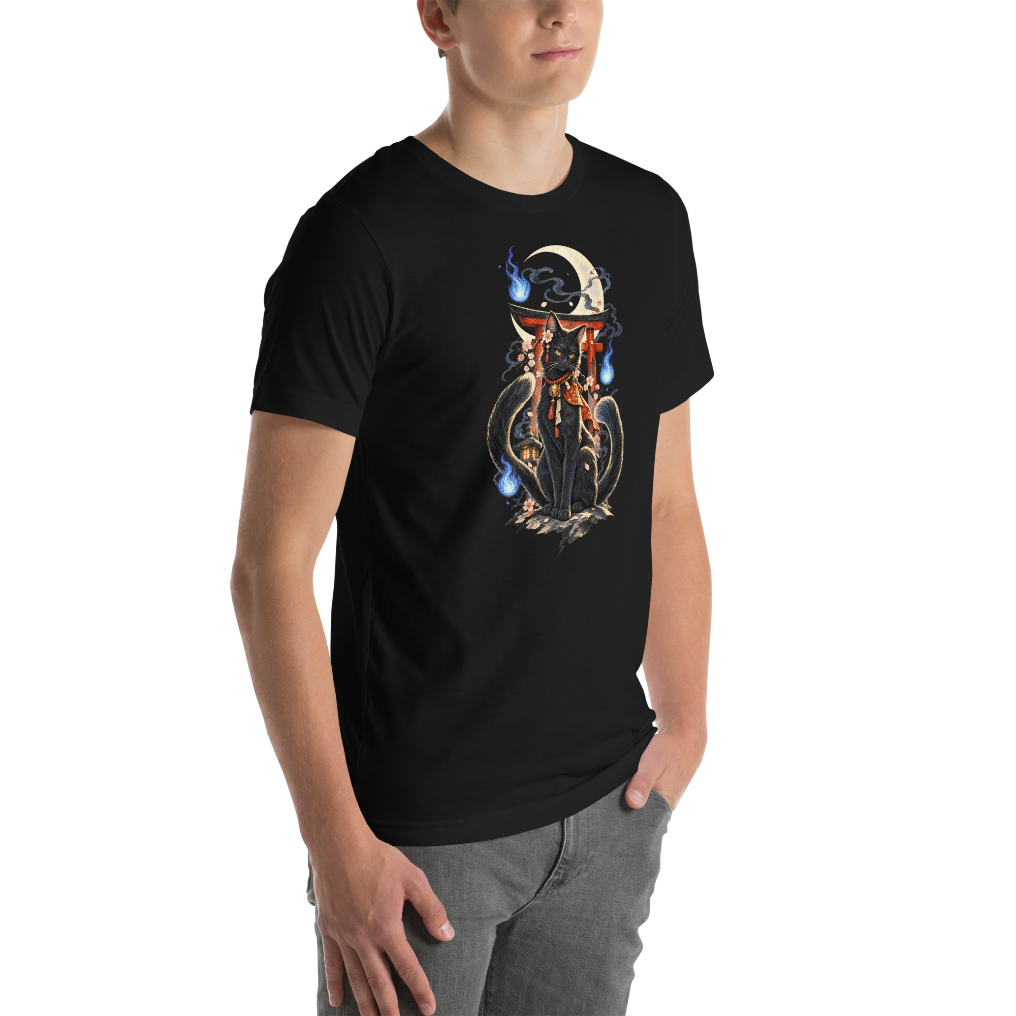 Witchy Nekomata Moon Shrine Japanese Folklore T-Shirt - Image 6