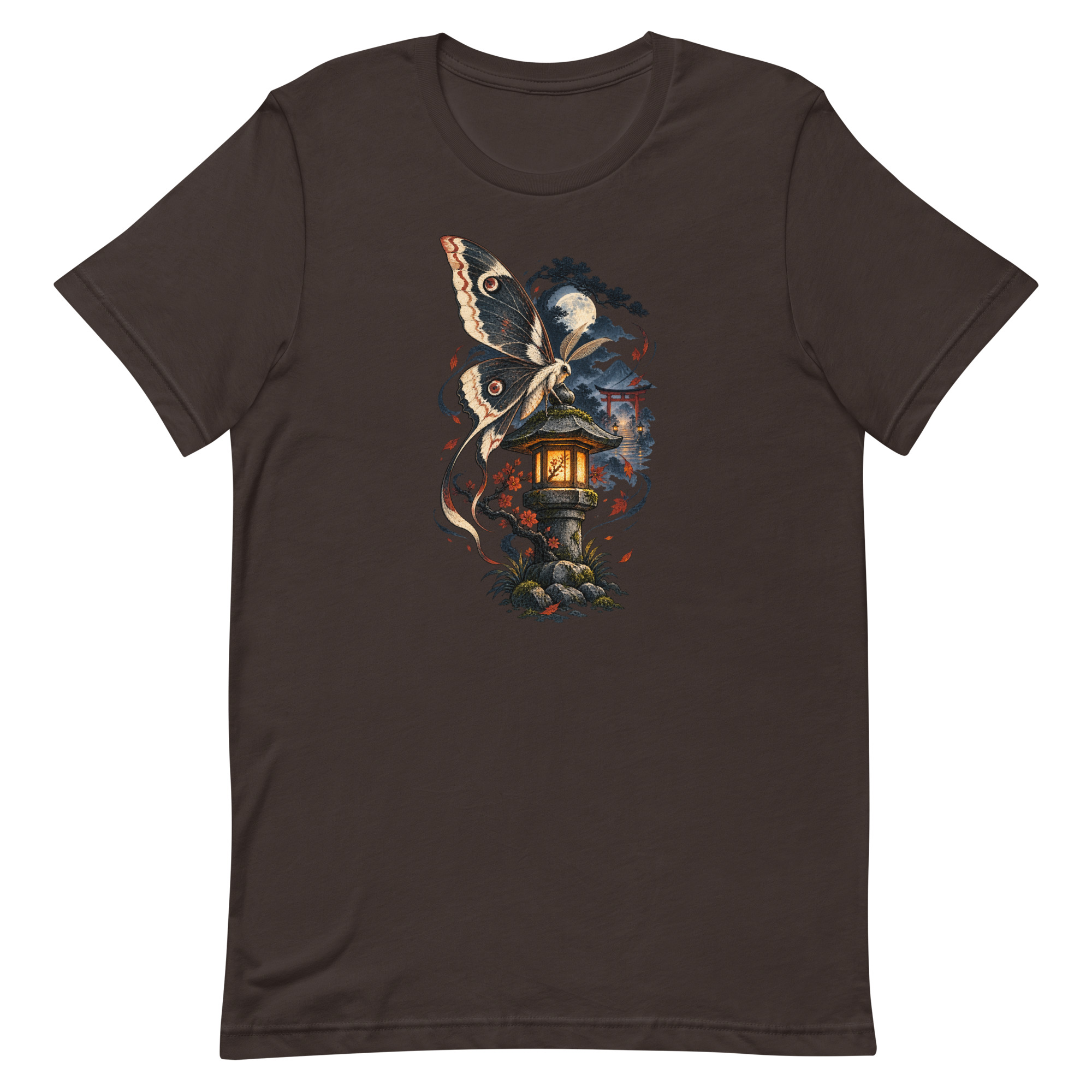 Japanese Moth Lantern Shrine Night Yokai Art T-Shirt - Image 8