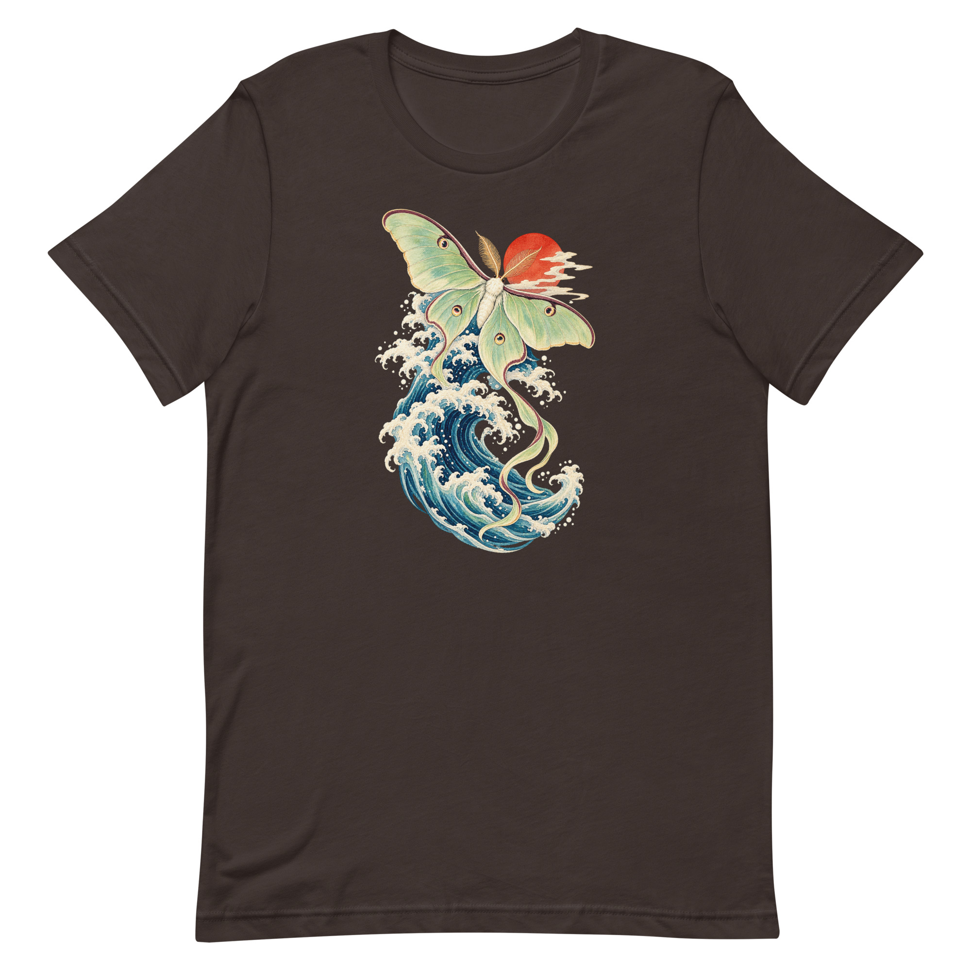 Luna Moth Great Wave Japanese Ukiyo-e Art T-Shirt - Image 8