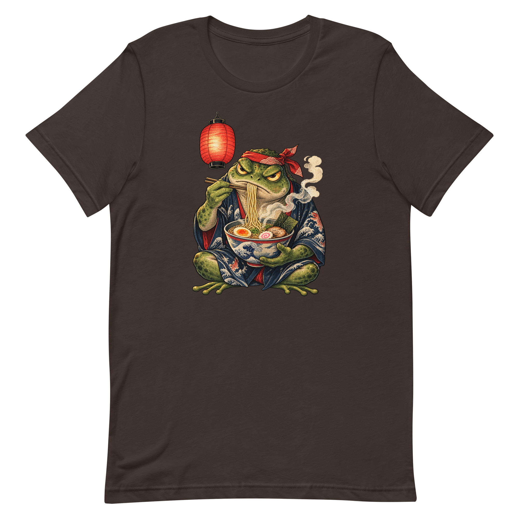 Grumpy Frog Ramen Lantern Japanese Ink Art T-Shirt - Image 10