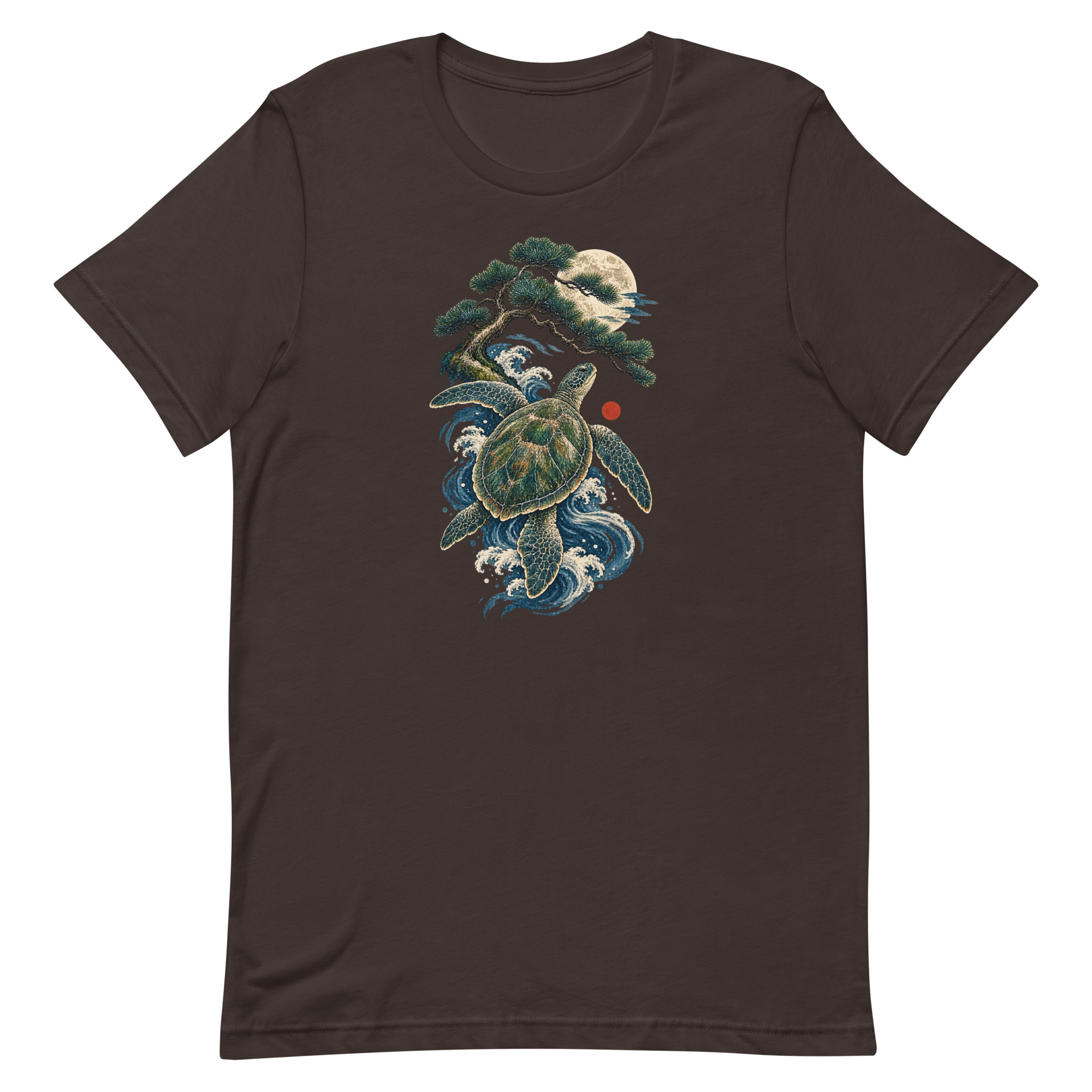Ancient Sea Turtle Pine Moon Japanese Art, Japanese Art Tee, Mythology Gift - Image 8