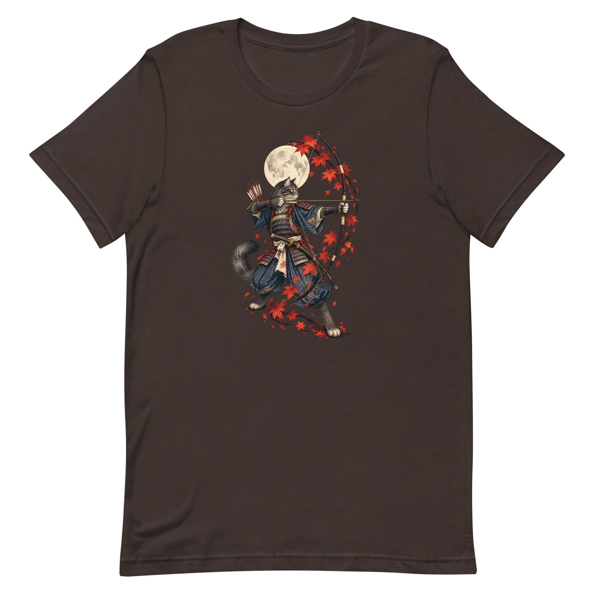 Samurai Cat Archer Maple Moon Japanese Art, Japanese Art Tee, Mythology Gift - Image 10