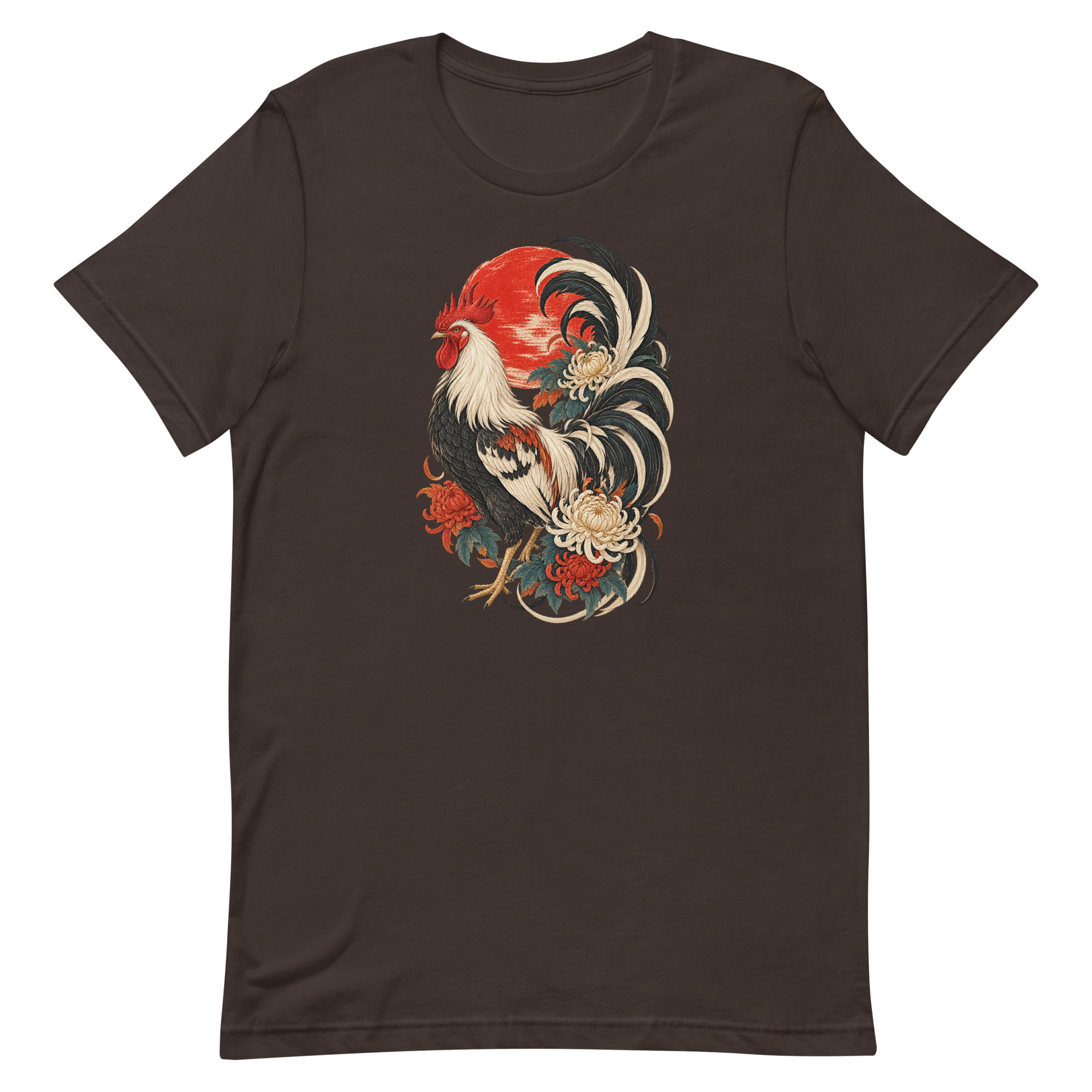 Japanese Rooster Red Sun Chrysanthemum Art, Japanese Art Tee, Mythology Gift - Image 8