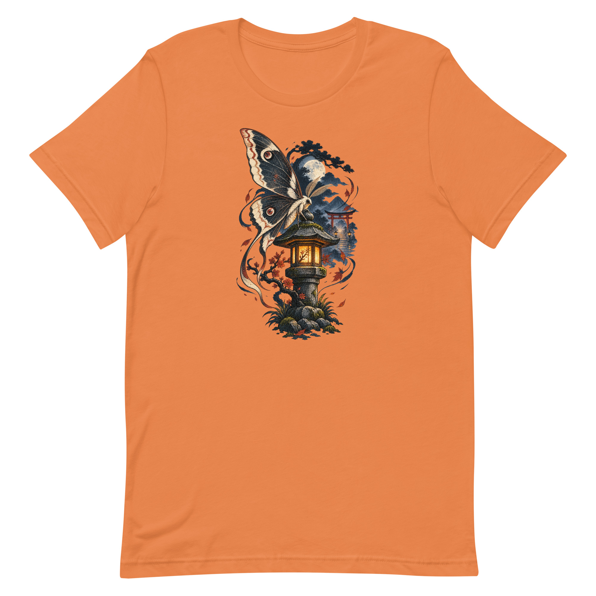 Japanese Moth Lantern Shrine Night Yokai Art T-Shirt - Image 9