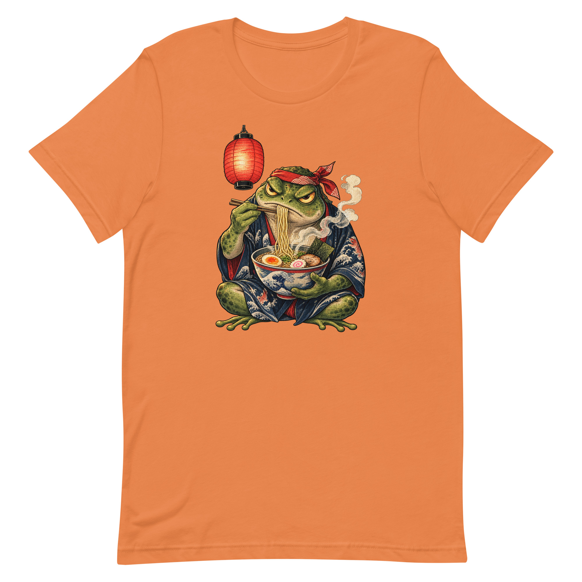 Grumpy Frog Ramen Lantern Japanese Ink Art T-Shirt - Image 11