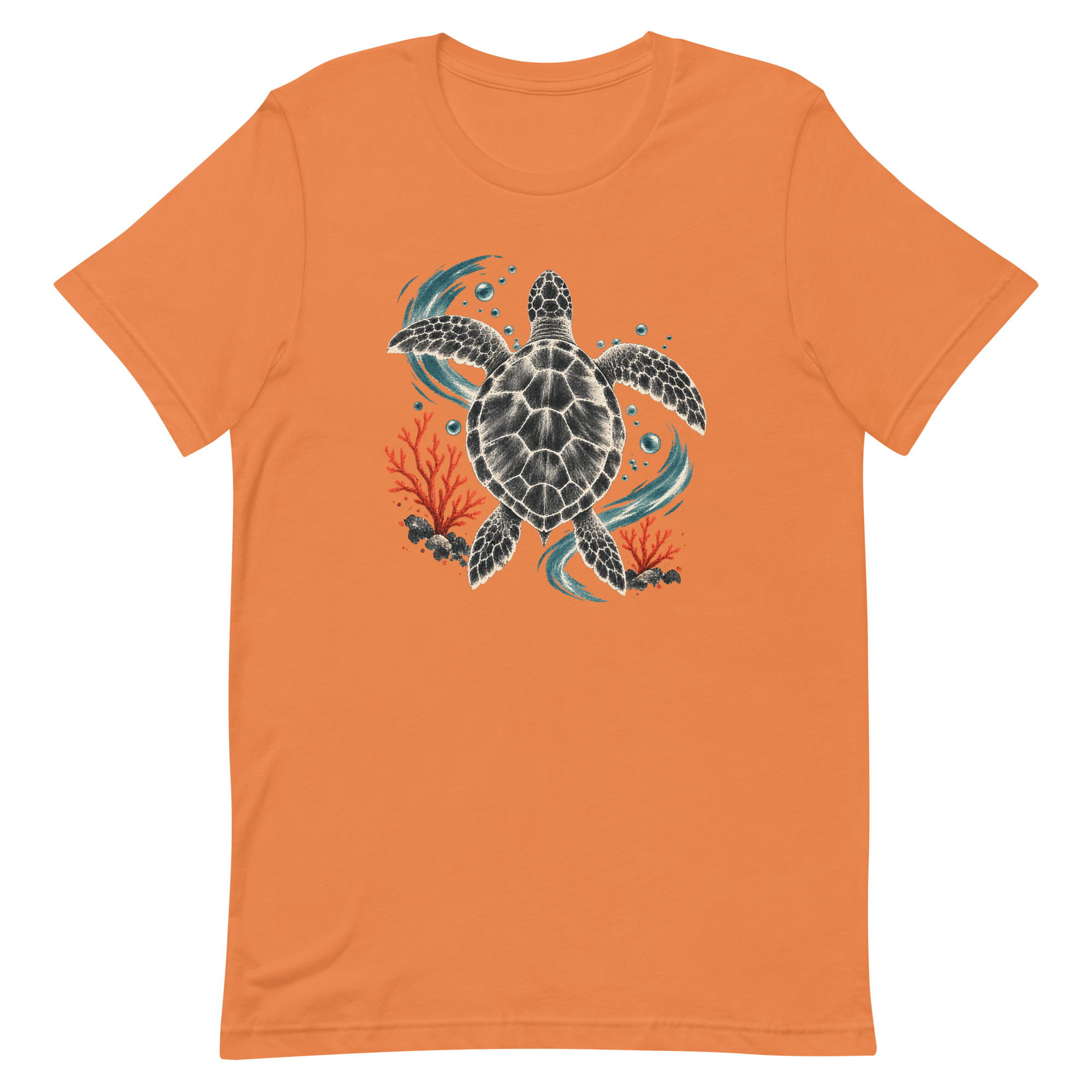 Gyotaku Sea Turtle Coral Japanese Print Art, Japanese Art Tee, Mythology Gift - Image 11