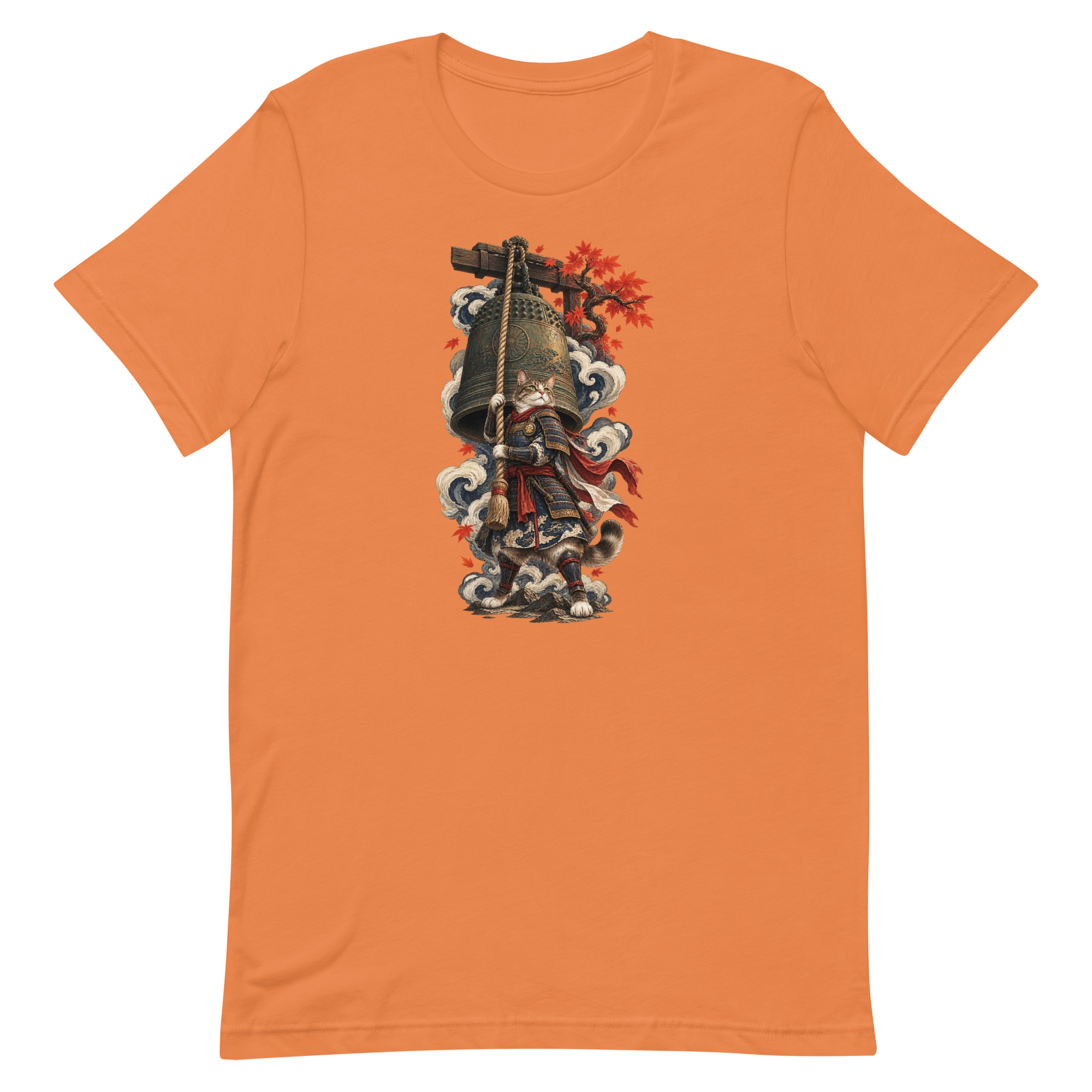 Samurai Cat Temple Bell Guardian Japanese Art, Japanese Art Tee, Mythology Gift - Image 11