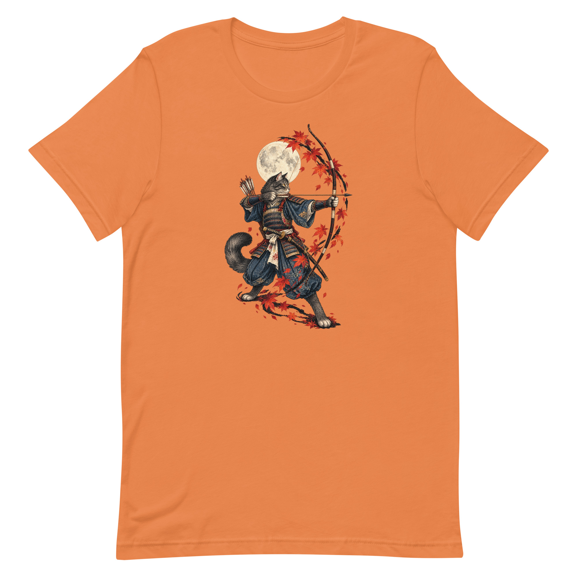 Samurai Cat Archer Maple Moon Japanese Art, Japanese Art Tee, Mythology Gift - Image 11