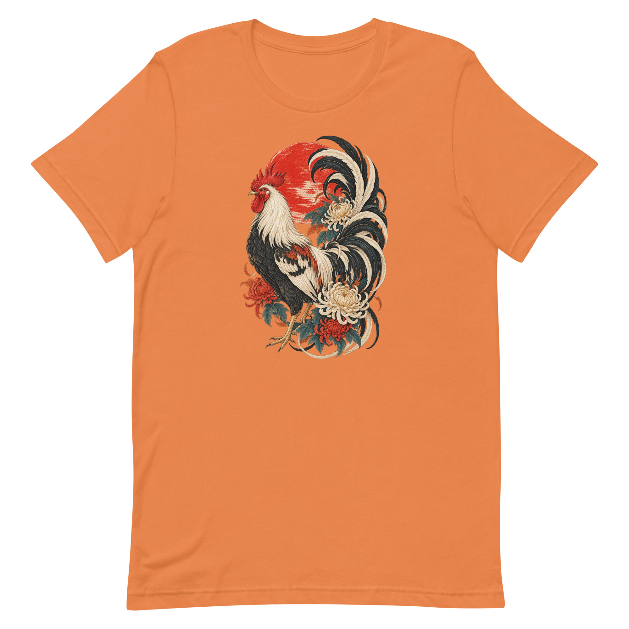 Japanese Rooster Red Sun Chrysanthemum Art, Japanese Art Tee, Mythology Gift - Image 9