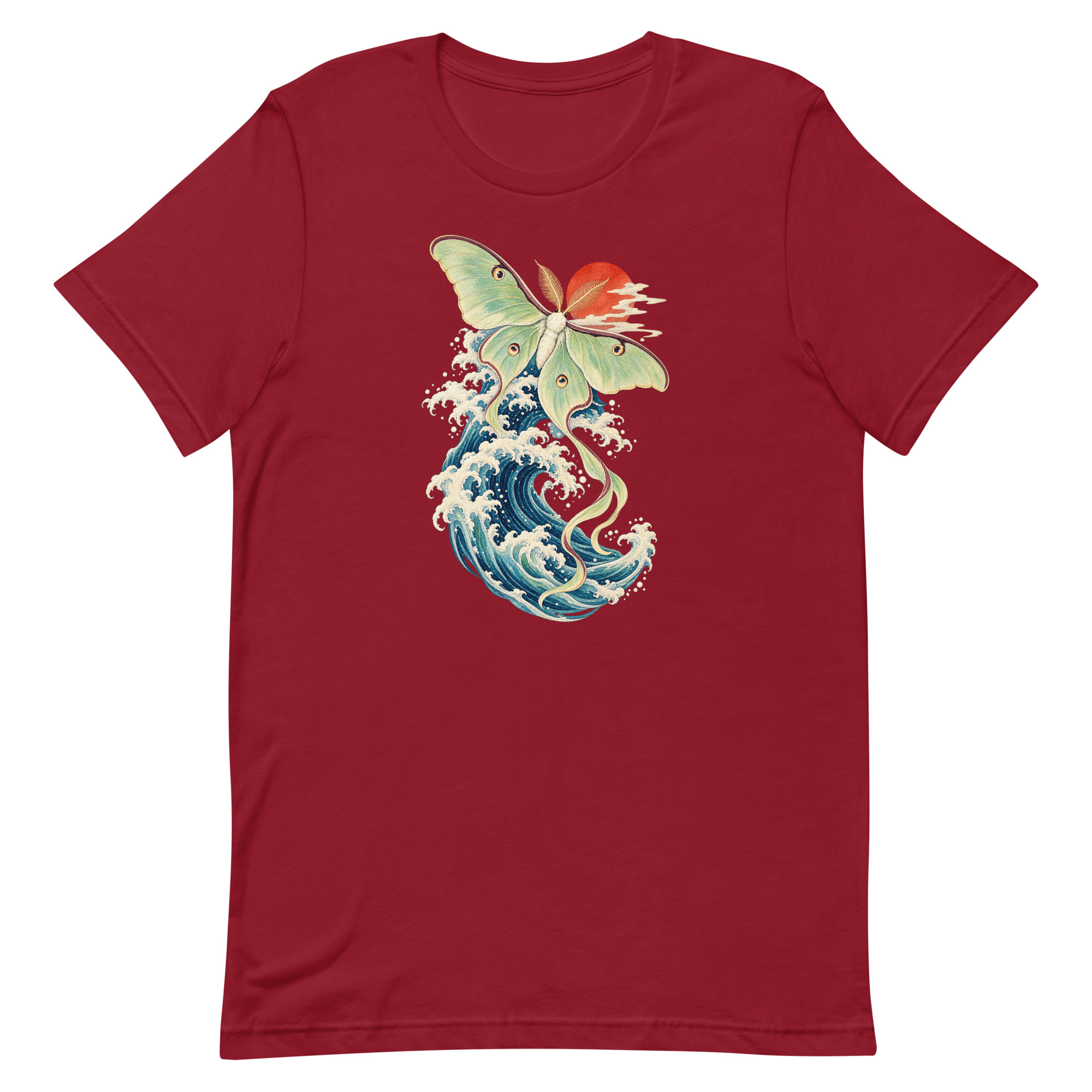 Luna Moth Great Wave Japanese Ukiyo-e Art T-Shirt - Image 10