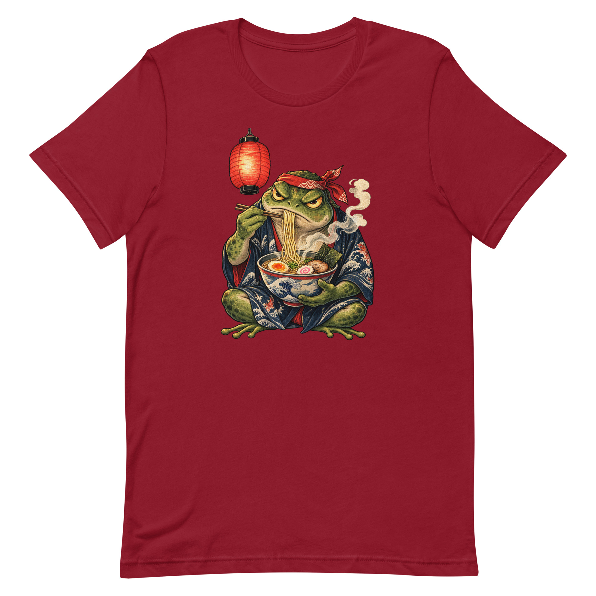 Grumpy Frog Ramen Lantern Japanese Ink Art T-Shirt - Image 12