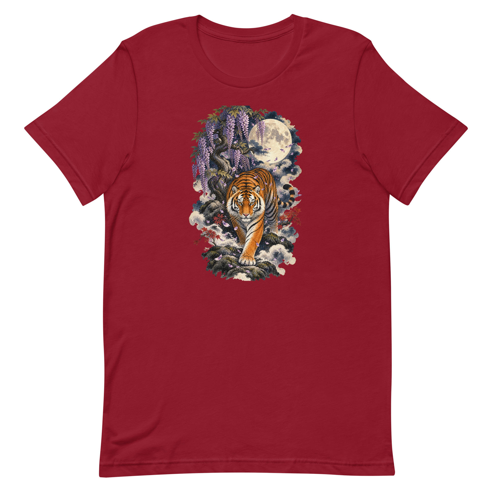 Japanese Tiger Wisteria Full Moon Art, Japanese Art Tee, Mythology Gift - Image 10