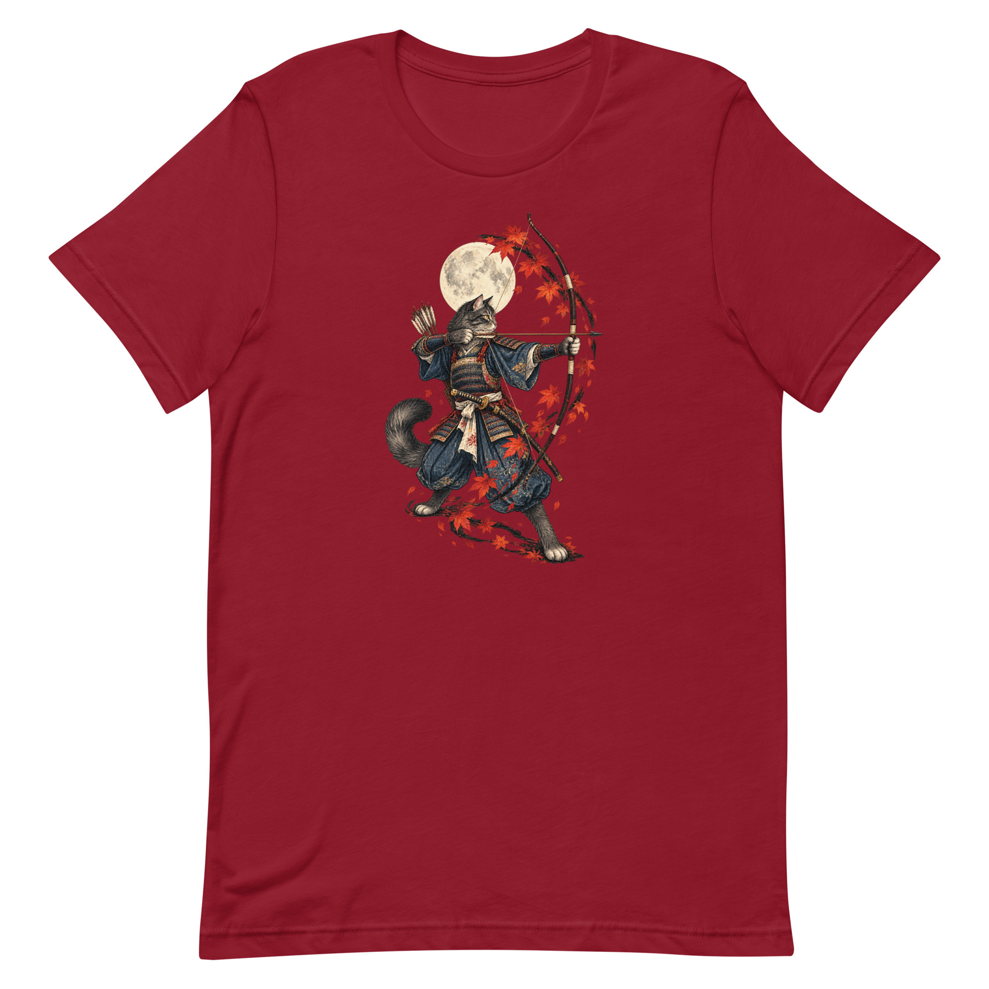 Samurai Cat Archer Maple Moon Japanese Art, Japanese Art Tee, Mythology Gift - Image 12