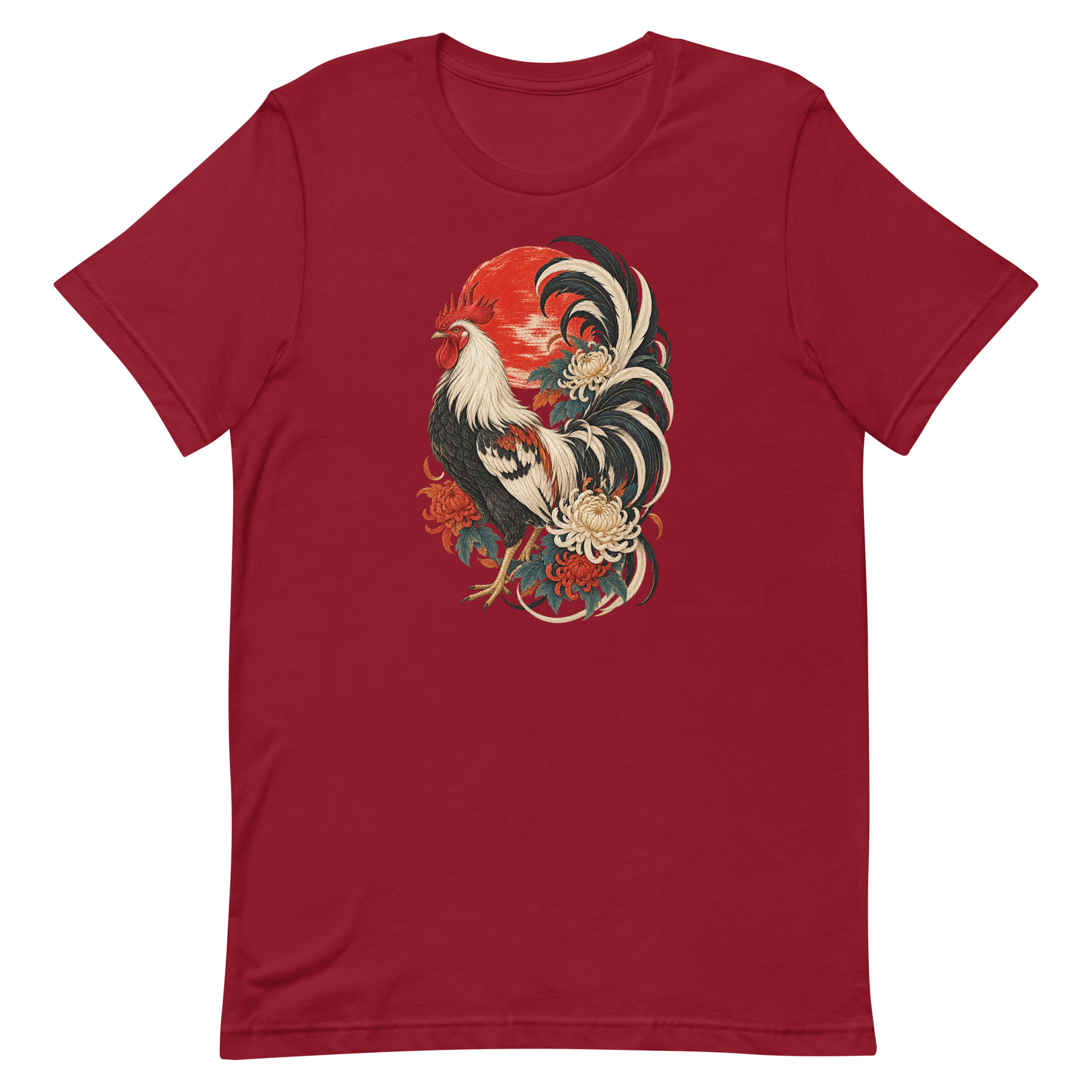 Japanese Rooster Red Sun Chrysanthemum Art, Japanese Art Tee, Mythology Gift - Image 10