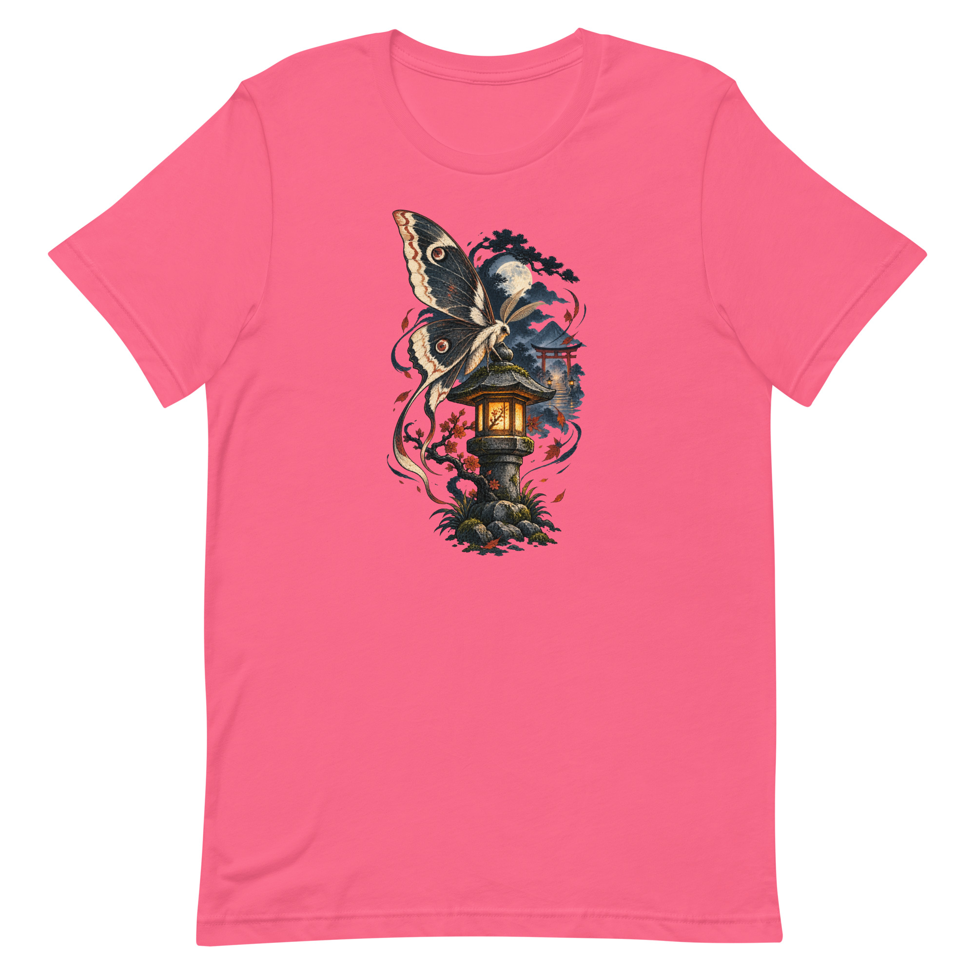 Japanese Moth Lantern Shrine Night Yokai Art T-Shirt - Image 72
