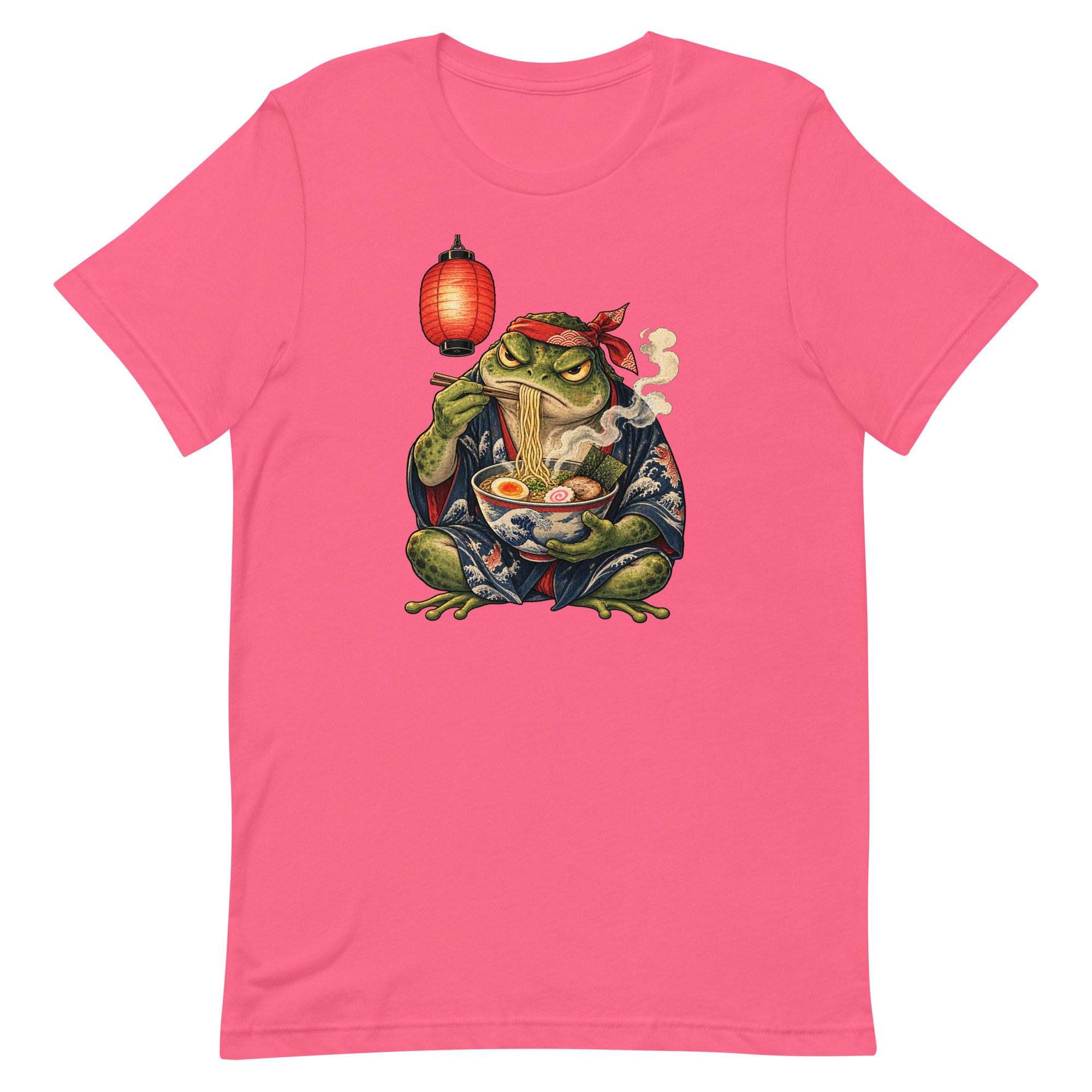 Grumpy Frog Ramen Lantern Japanese Ink Art T-Shirt - Image 74