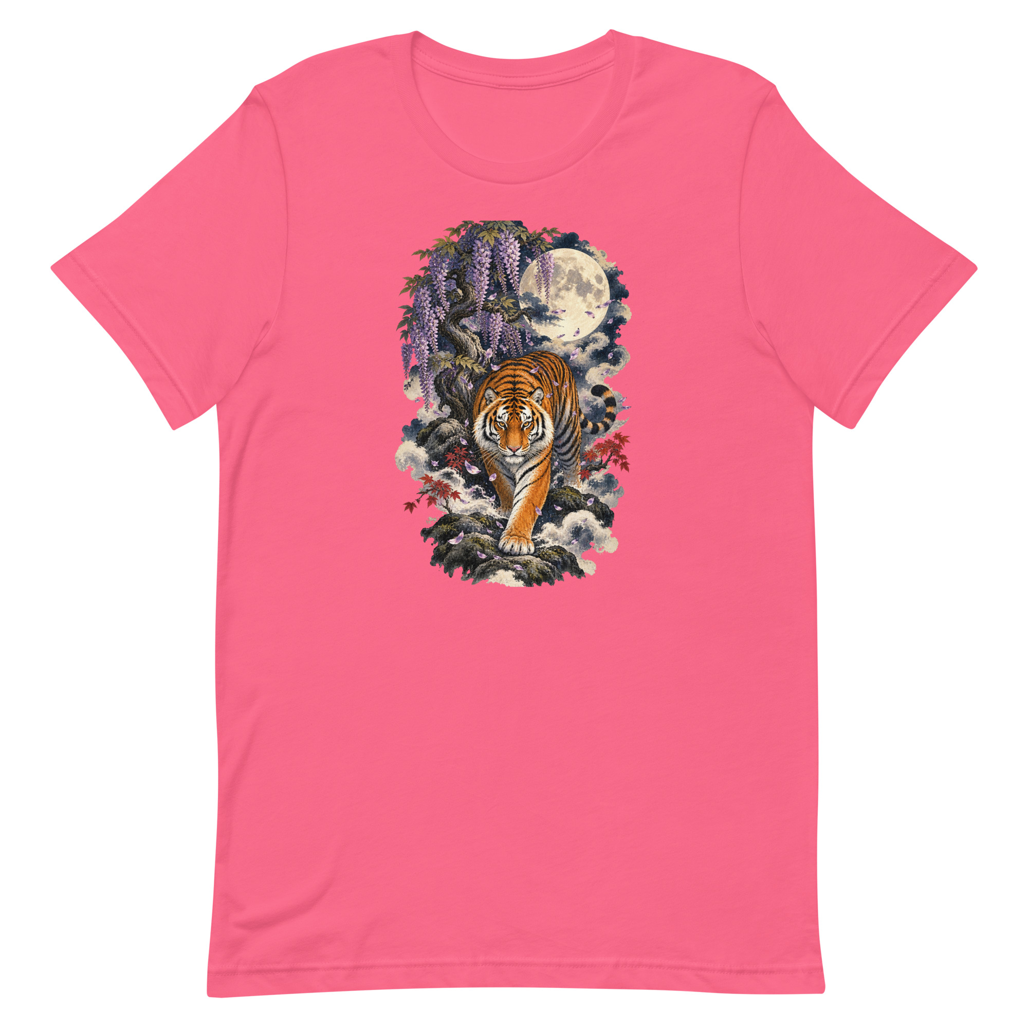 Japanese Tiger Wisteria Full Moon Art, Japanese Art Tee, Mythology Gift - Image 72