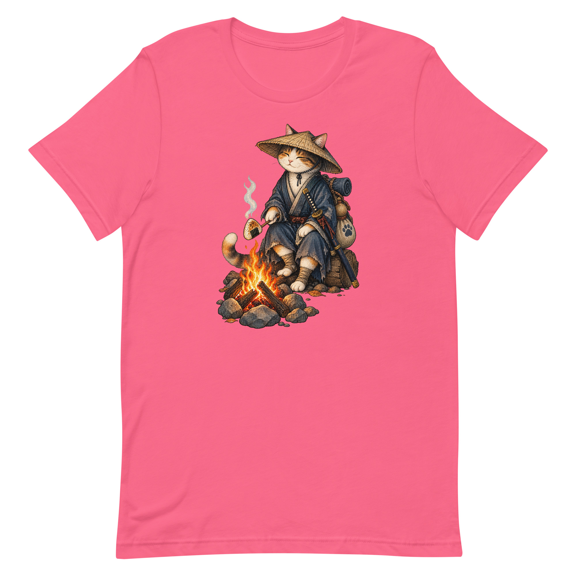 Samurai Cat Onigiri Campfire Japanese Art, Japanese Art Tee, Mythology Gift - Image 74