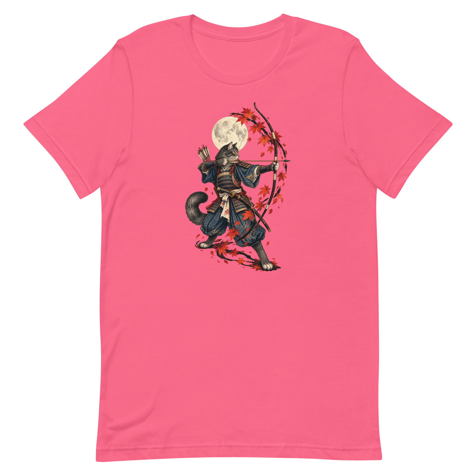 Samurai Cat Archer Maple Moon Japanese Art, Japanese Art Tee, Mythology Gift - Image 74