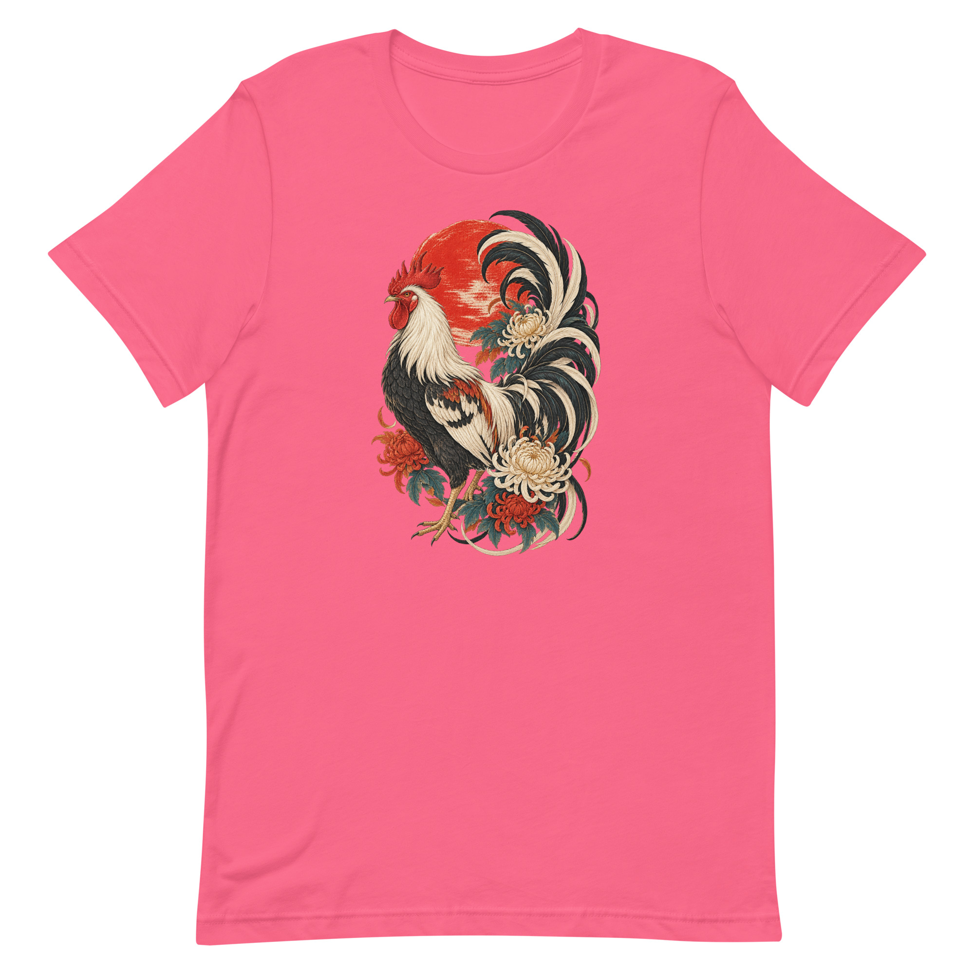 Japanese Rooster Red Sun Chrysanthemum Art, Japanese Art Tee, Mythology Gift - Image 72