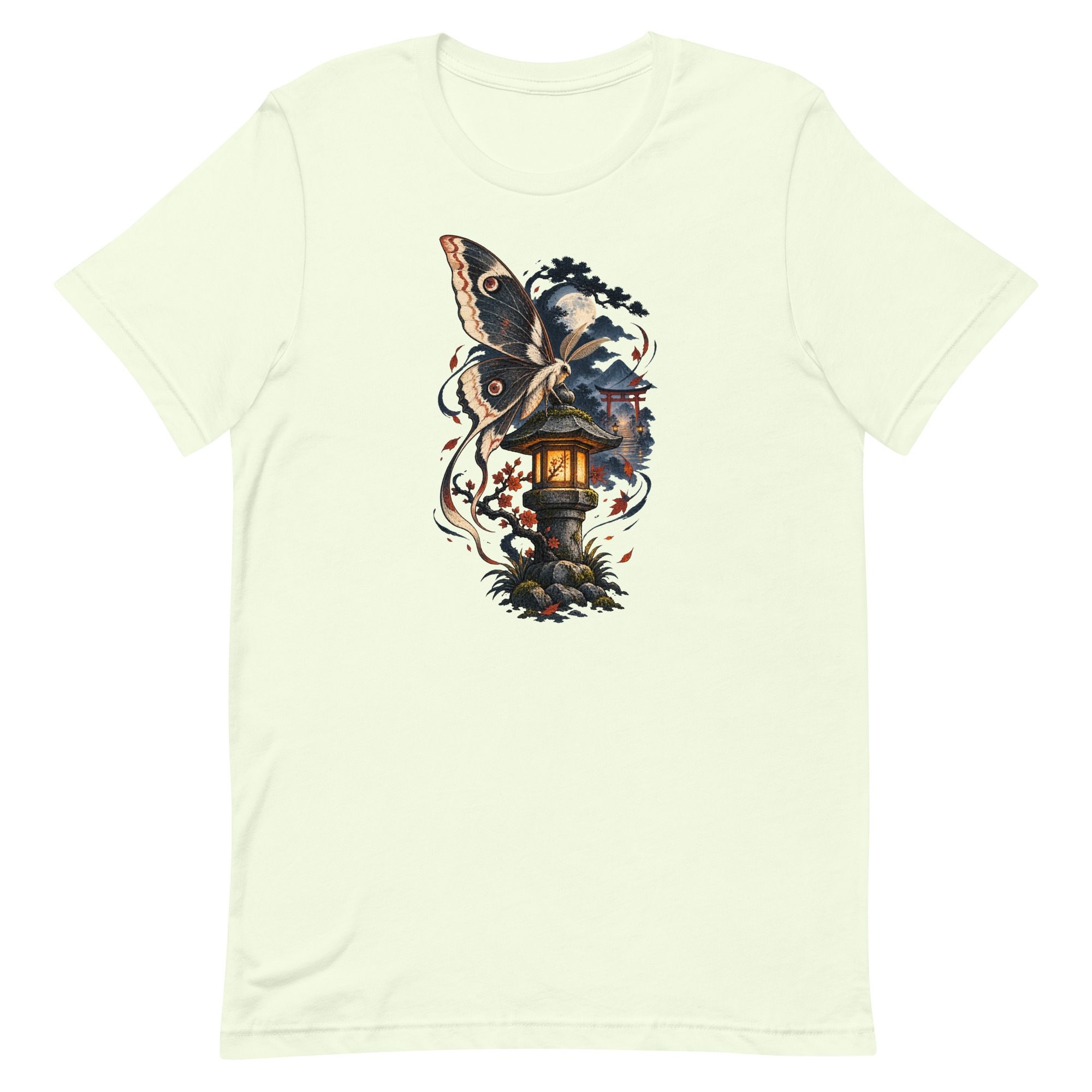 Japanese Moth Lantern Shrine Night Yokai Art T-Shirt - Image 11