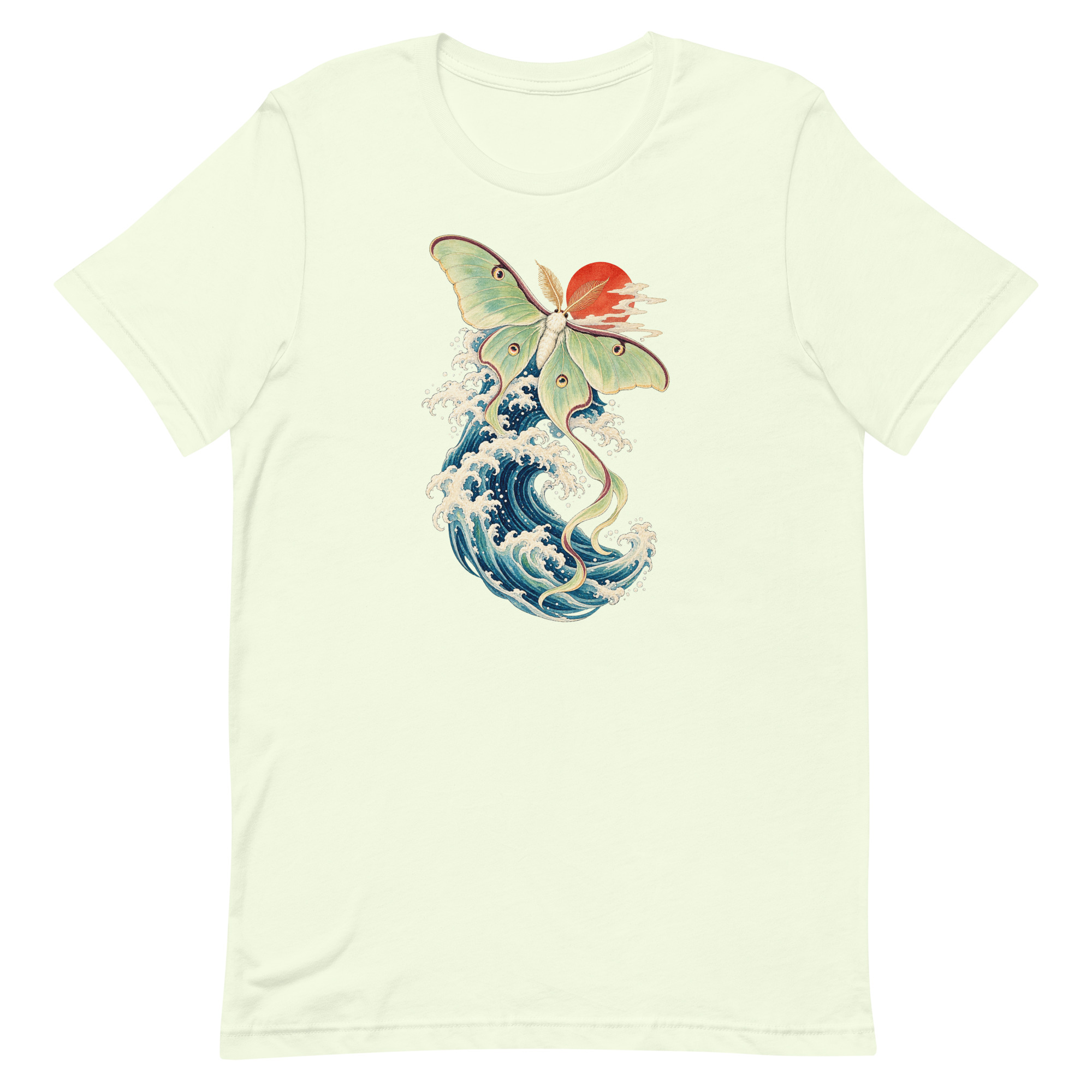 Luna Moth Great Wave Japanese Ukiyo-e Art T-Shirt - Image 11