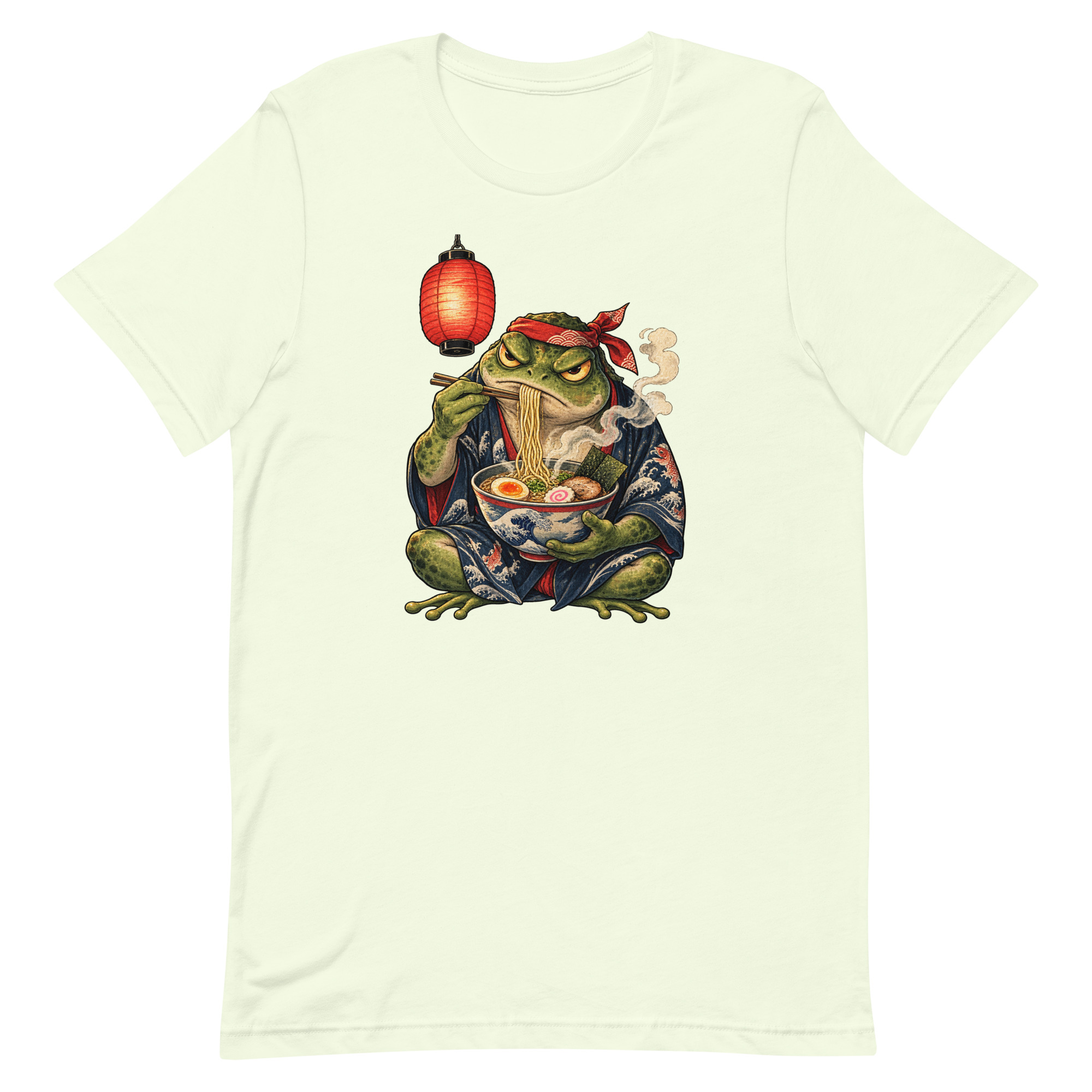 Grumpy Frog Ramen Lantern Japanese Ink Art T-Shirt - Image 13