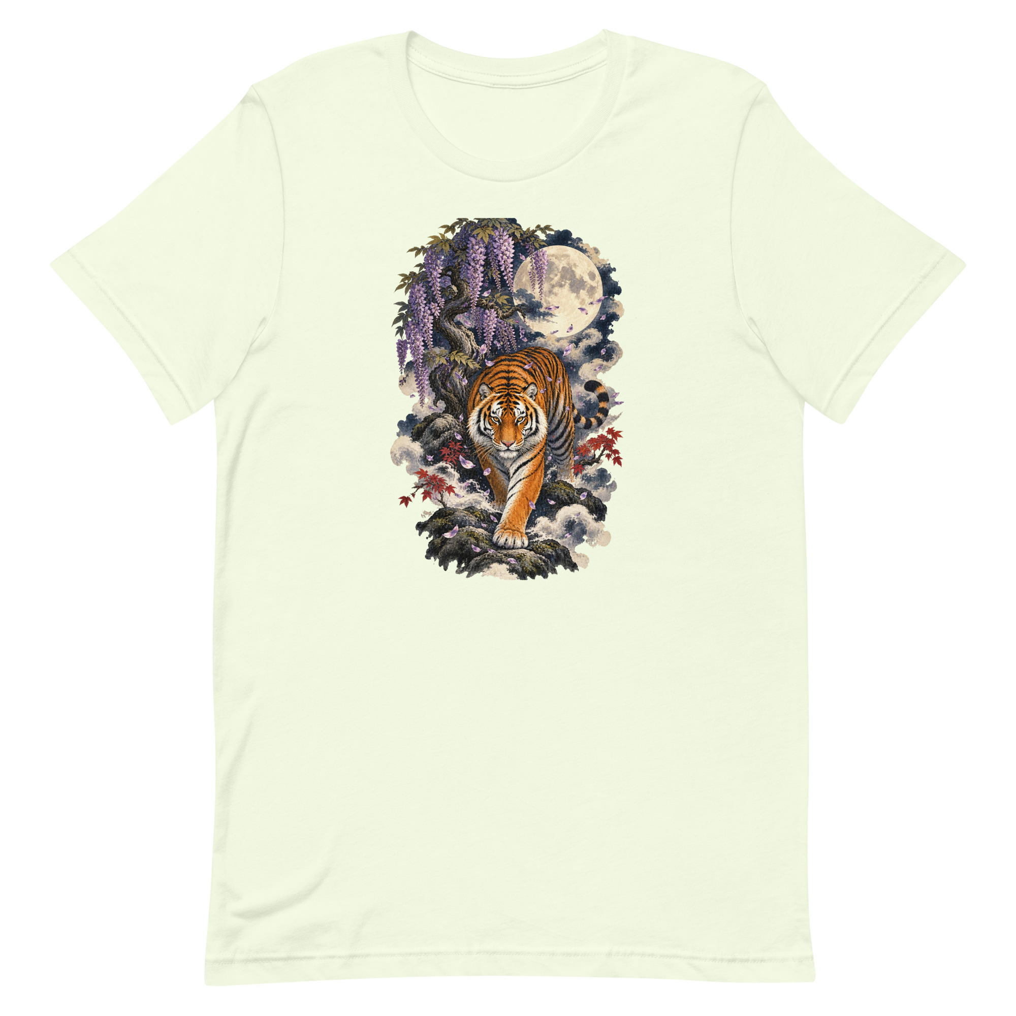 Japanese Tiger Wisteria Full Moon Art, Japanese Art Tee, Mythology Gift - Image 11