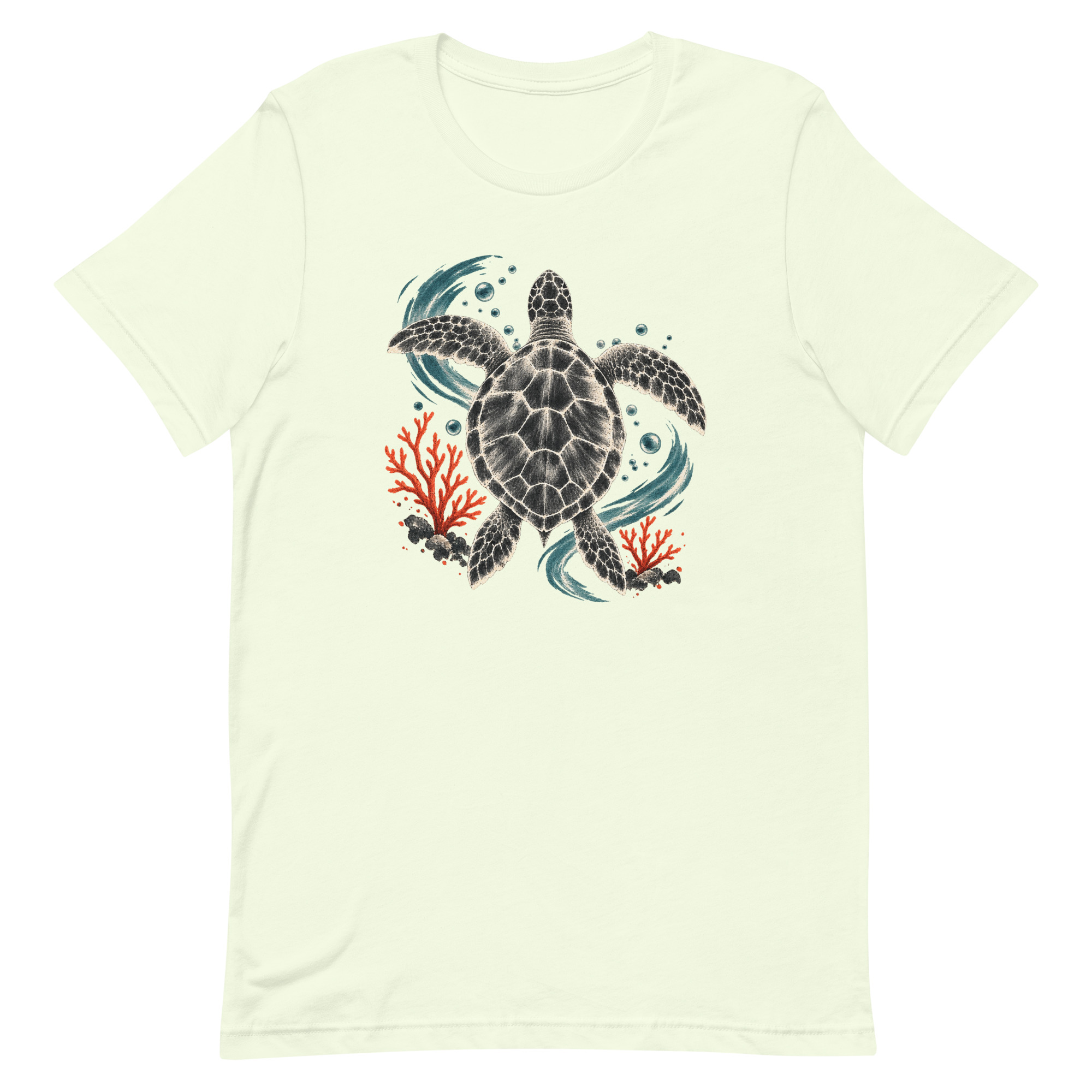 Gyotaku Sea Turtle Coral Japanese Print Art, Japanese Art Tee, Mythology Gift - Image 13