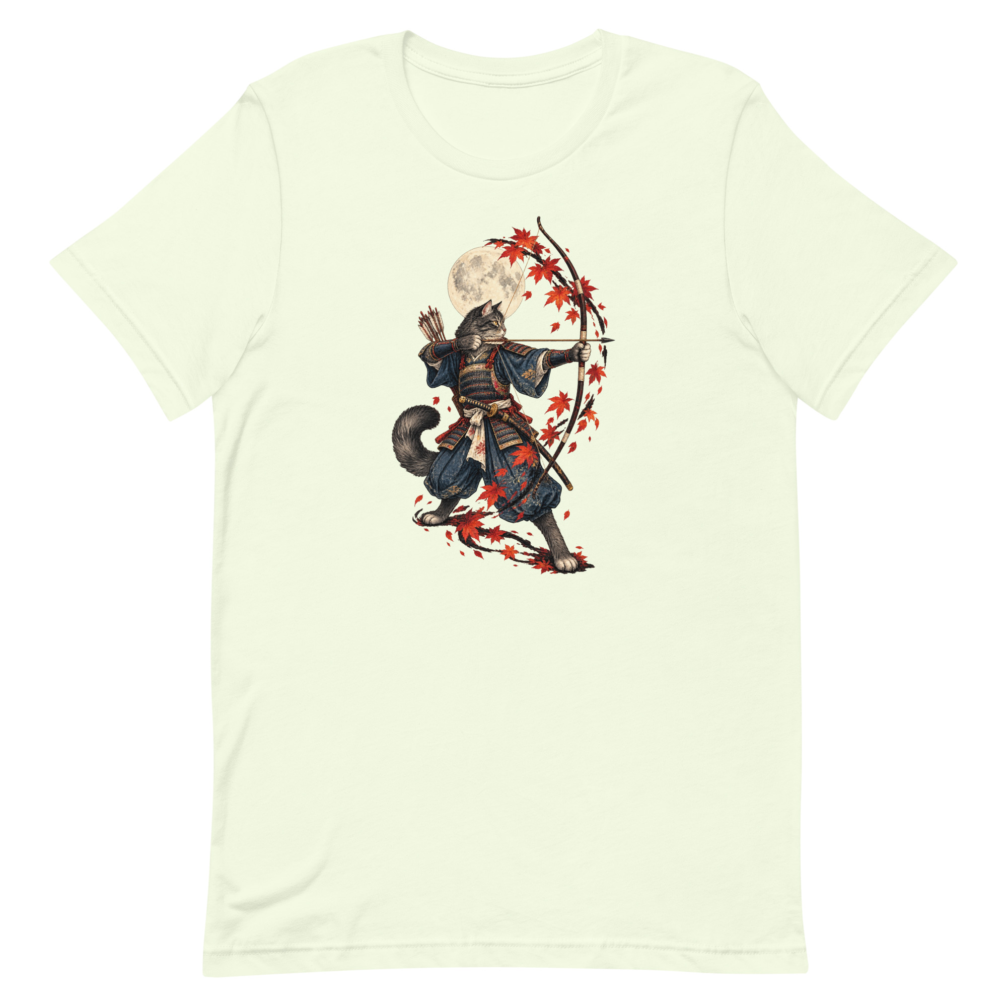 Samurai Cat Archer Maple Moon Japanese Art, Japanese Art Tee, Mythology Gift - Image 13