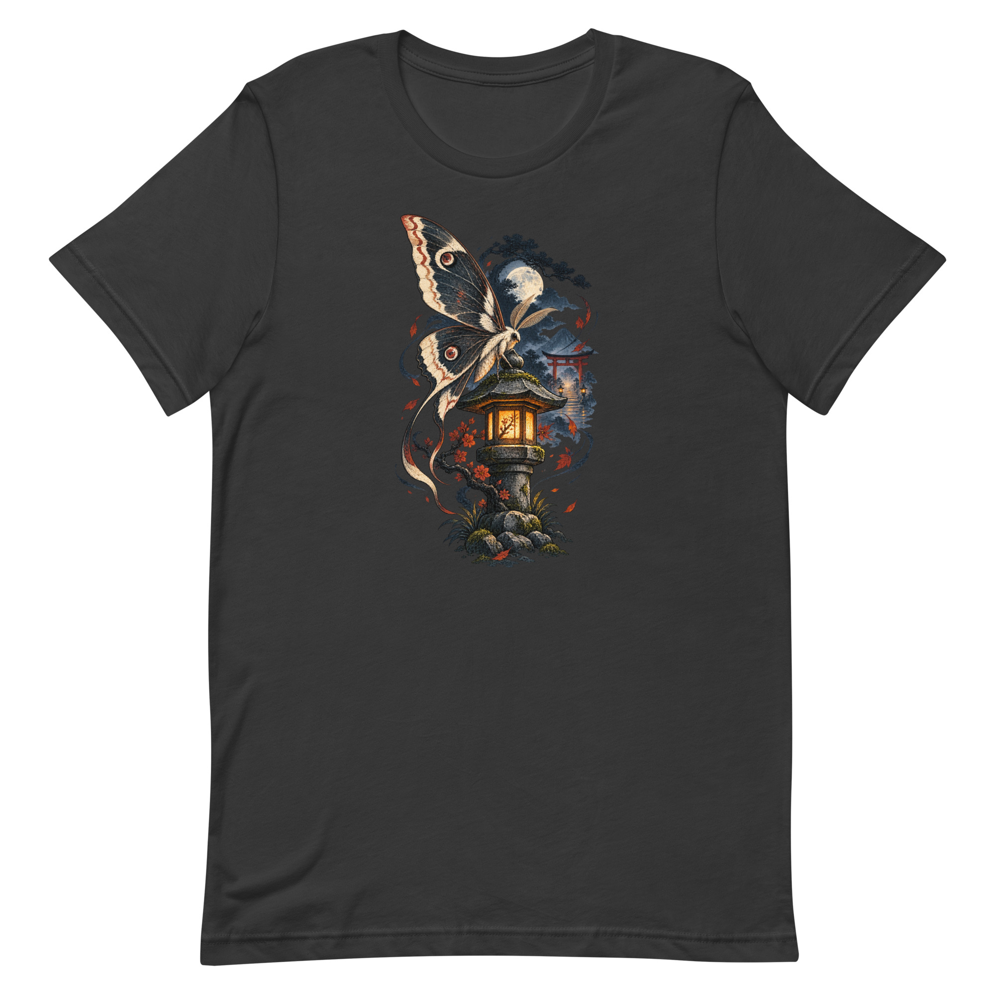 Japanese Moth Lantern Shrine Night Yokai Art T-Shirt - Image 73