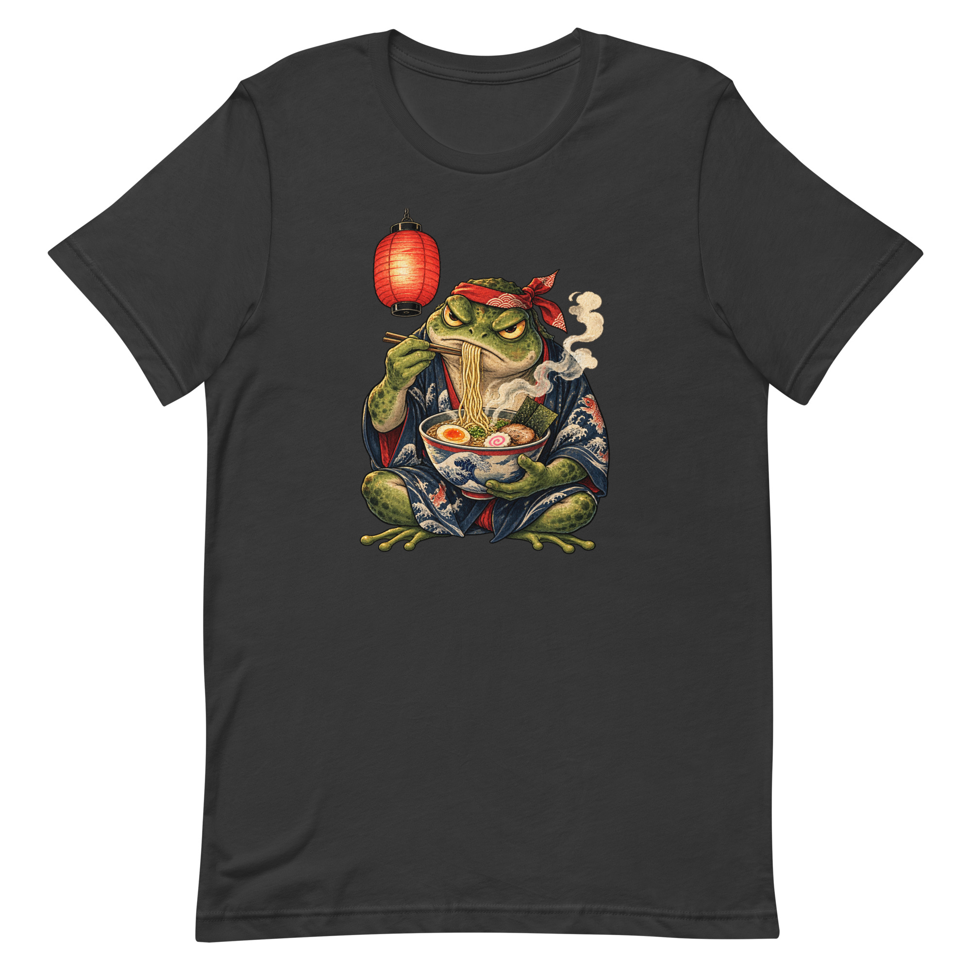 Grumpy Frog Ramen Lantern Japanese Ink Art T-Shirt - Image 75