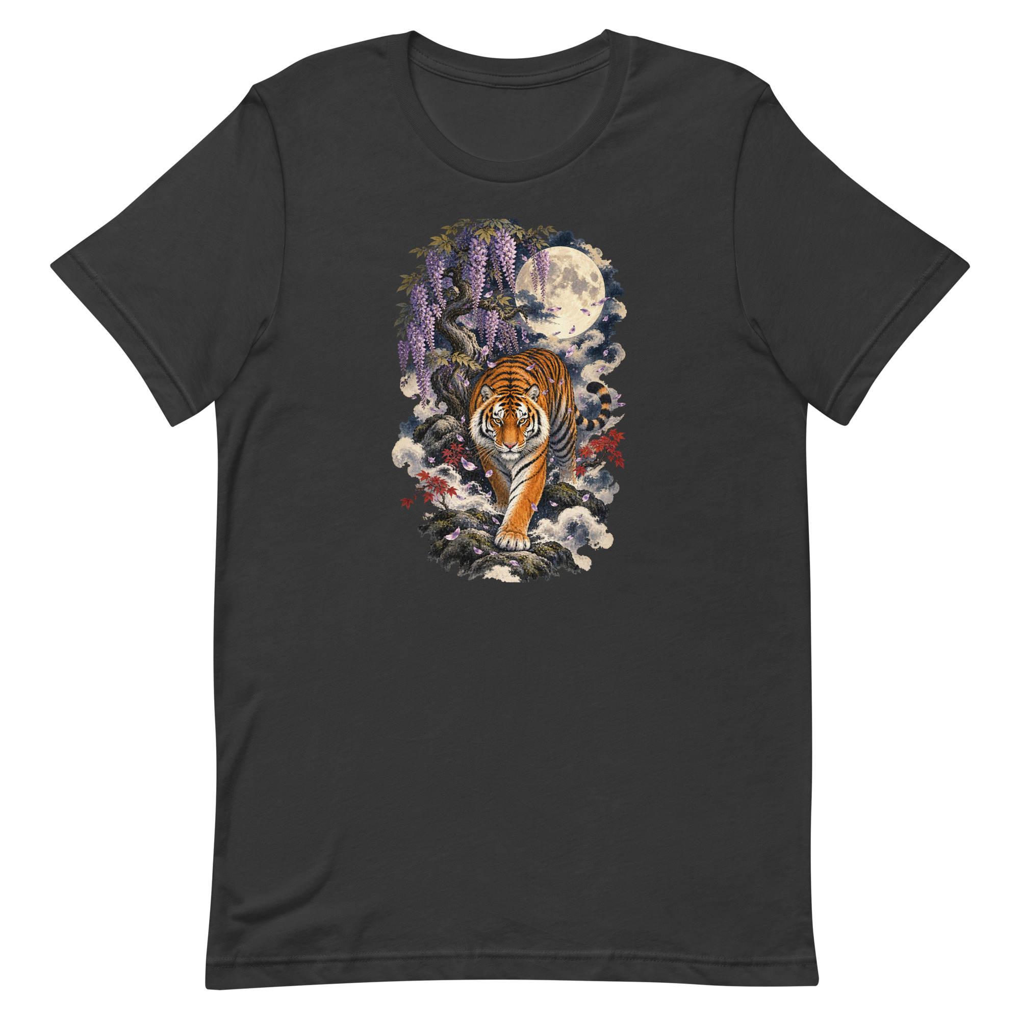 Japanese Tiger Wisteria Full Moon Art, Japanese Art Tee, Mythology Gift - Image 73