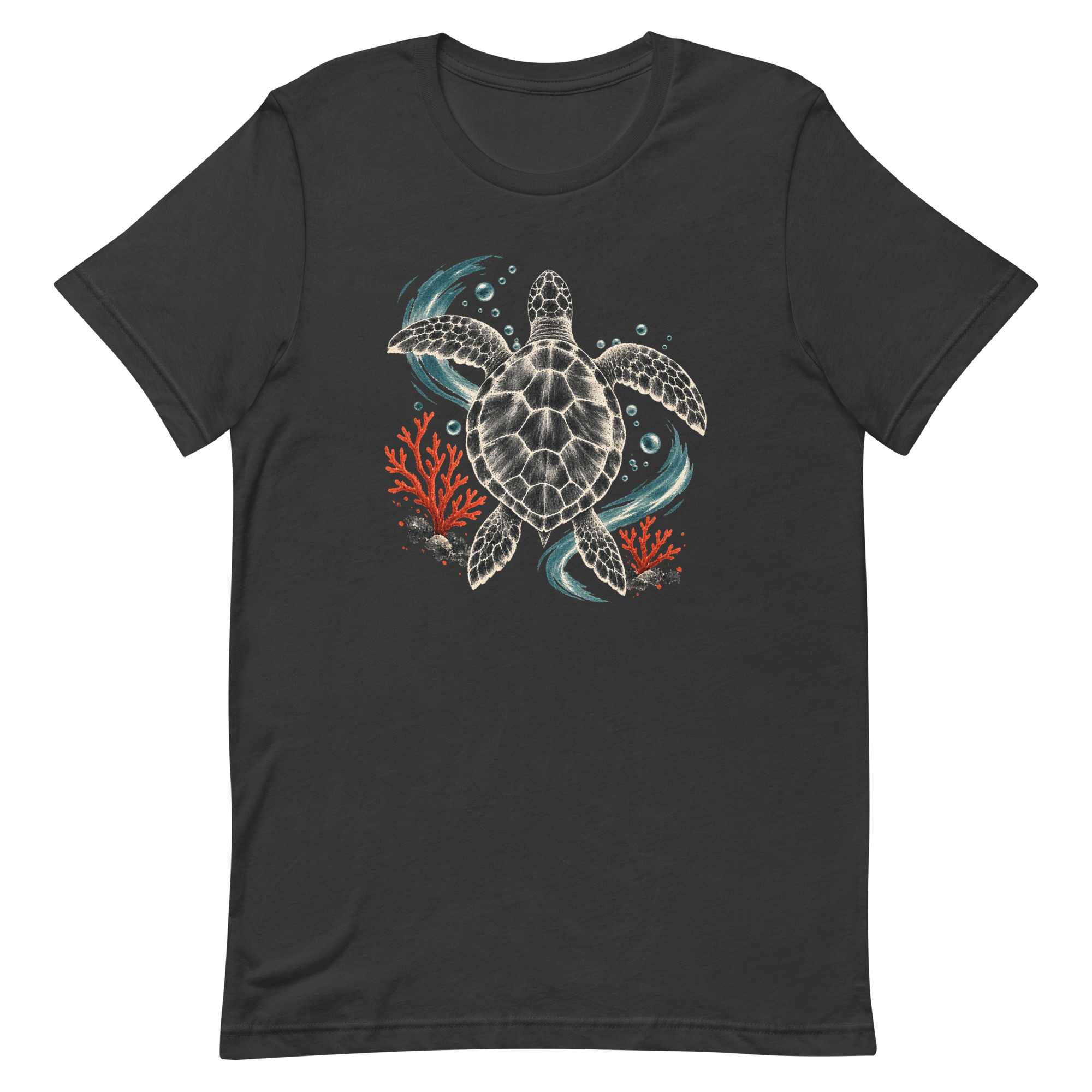 Gyotaku Sea Turtle Coral Japanese Print Art, Japanese Art Tee, Mythology Gift - Image 75