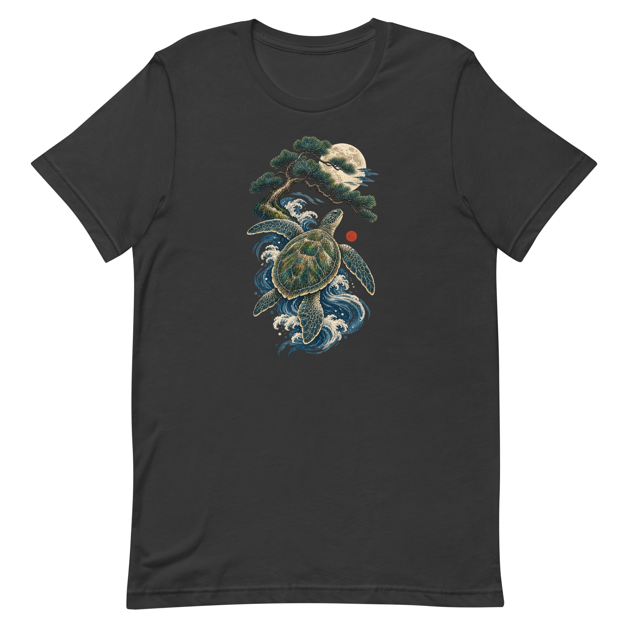 Ancient Sea Turtle Pine Moon Japanese Art, Japanese Art Tee, Mythology Gift - Image 73