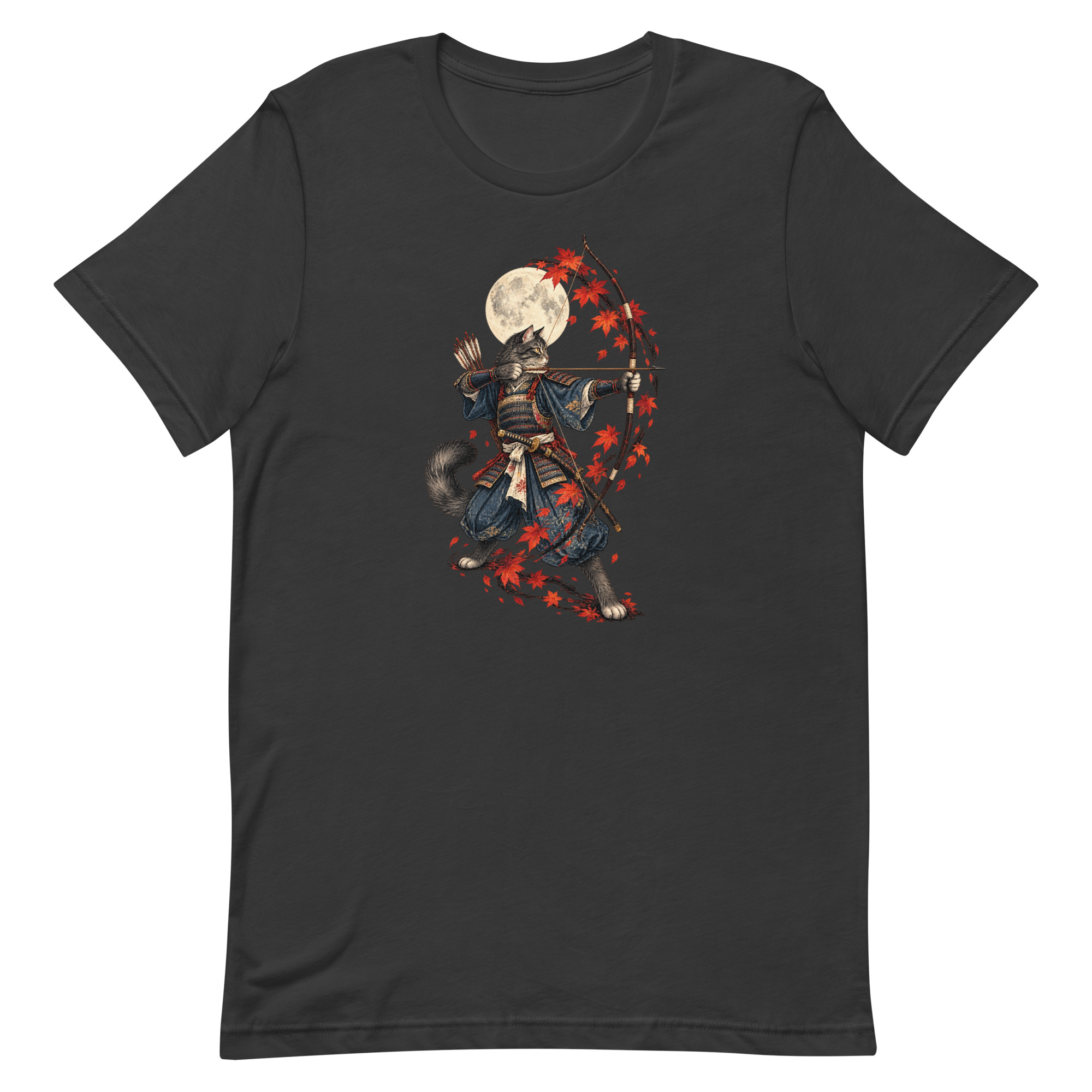 Samurai Cat Archer Maple Moon Japanese Art, Japanese Art Tee, Mythology Gift - Image 75
