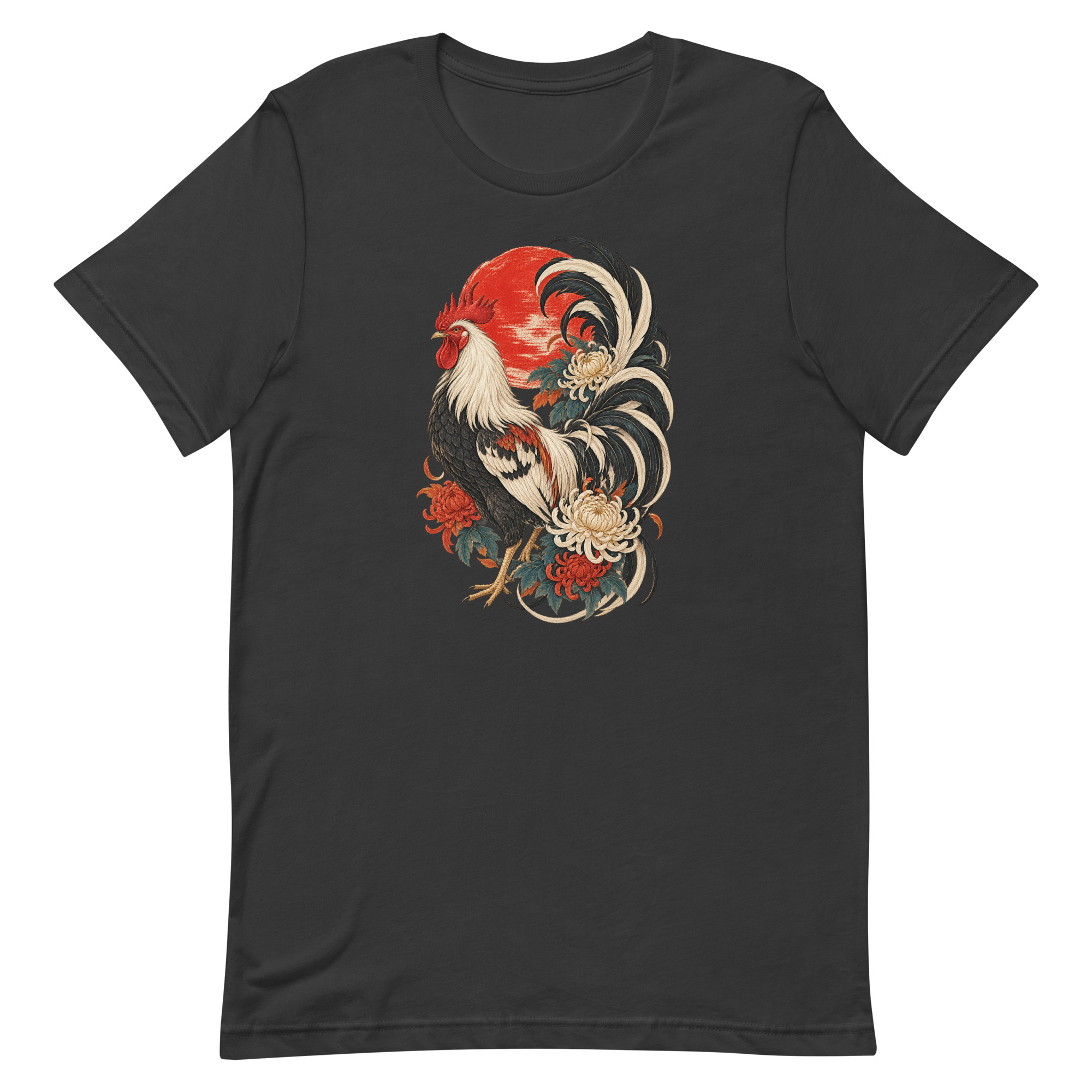 Japanese Rooster Red Sun Chrysanthemum Art, Japanese Art Tee, Mythology Gift - Image 73