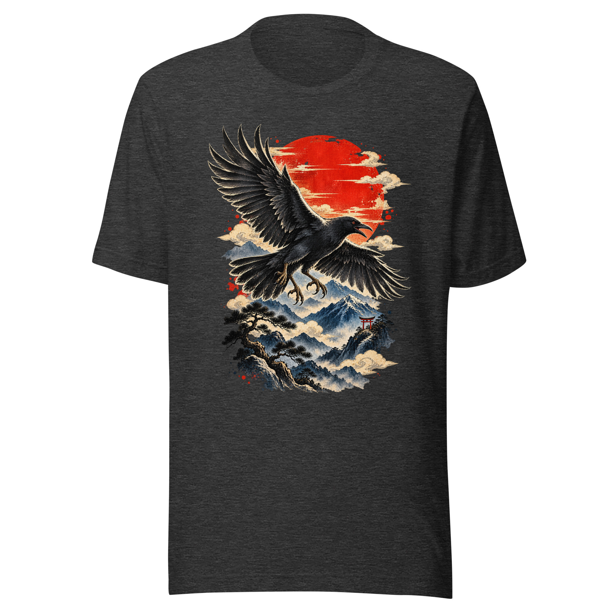 Yatagarasu Three Legged Crow Sunrise Japanese Art T-Shirt - Image 3