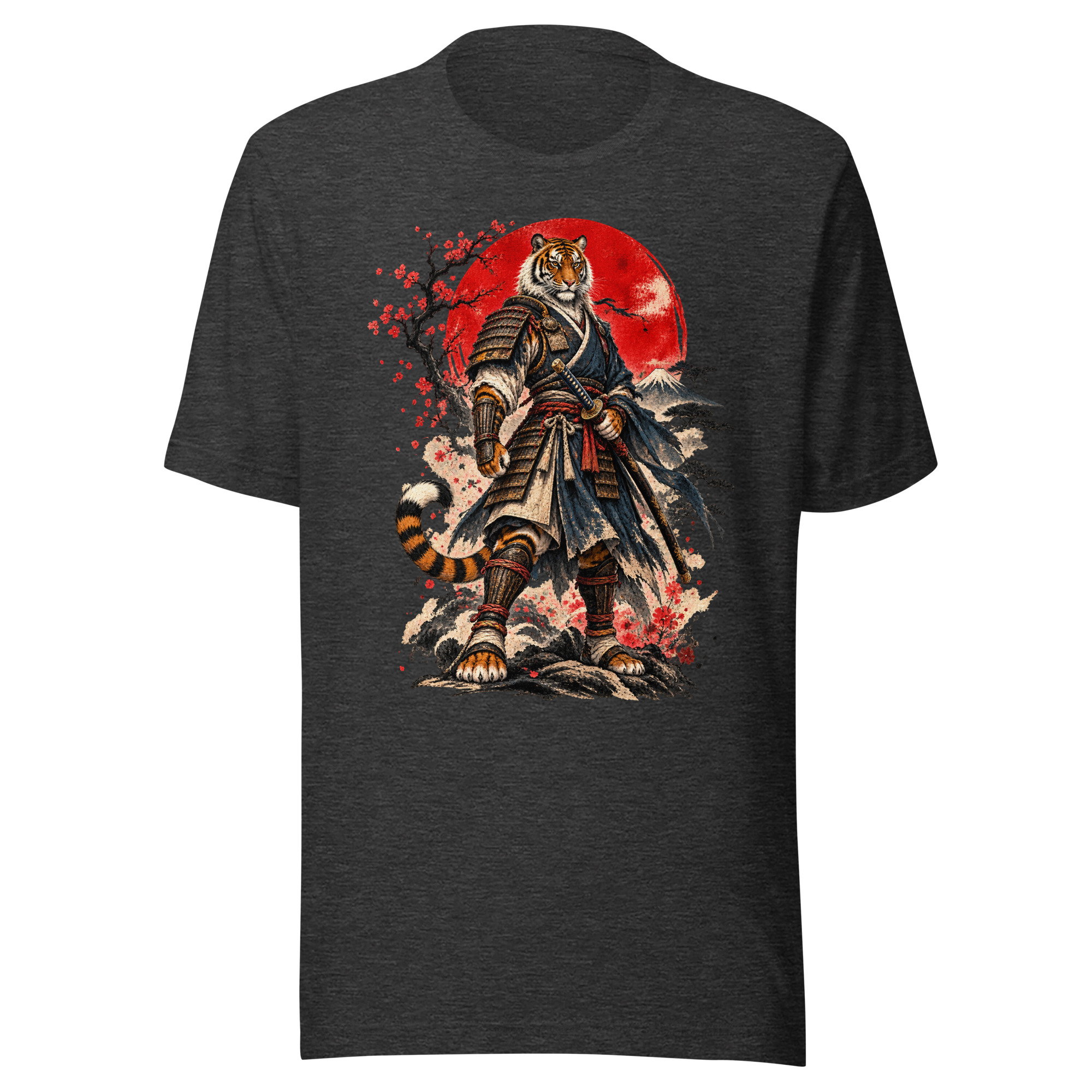 Samurai Tiger Red Sun Japanese Warrior Art T-Shirt - Image 3
