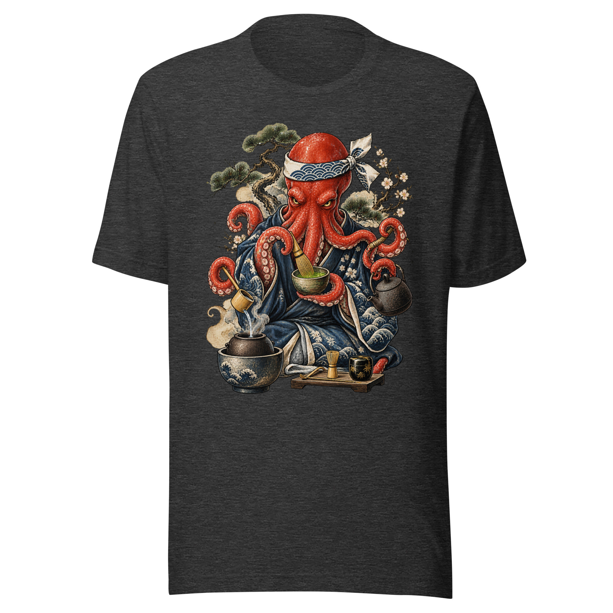 Octopus Matcha Tea Master Japanese Art T-Shirt - Image 3