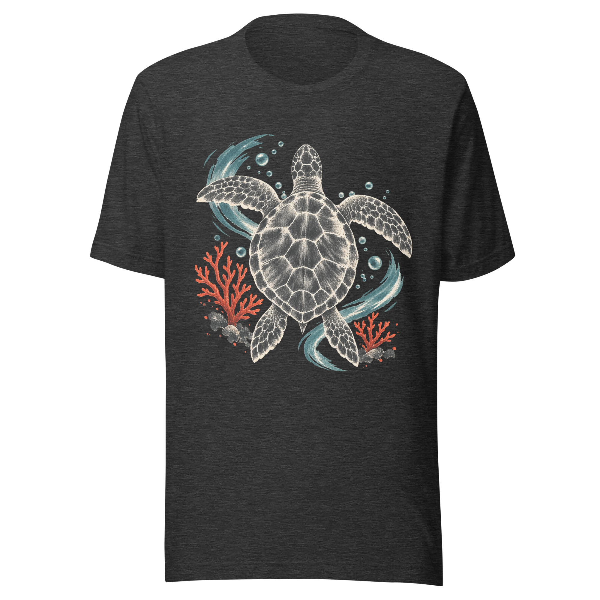 Gyotaku Sea Turtle Coral Japanese Print Art, Japanese Art Tee, Mythology Gift - Image 111
