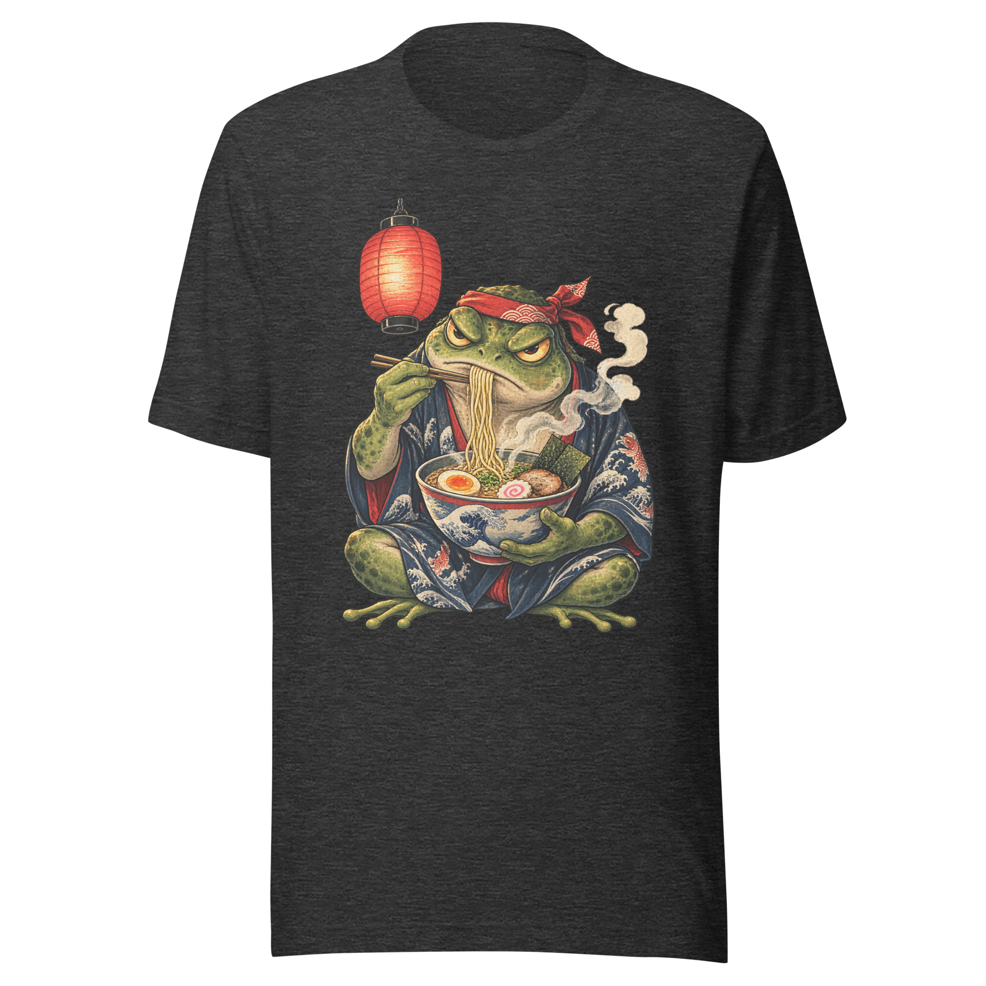 Grumpy Frog Ramen Lantern Japanese Ink Art T-Shirt - Image 111