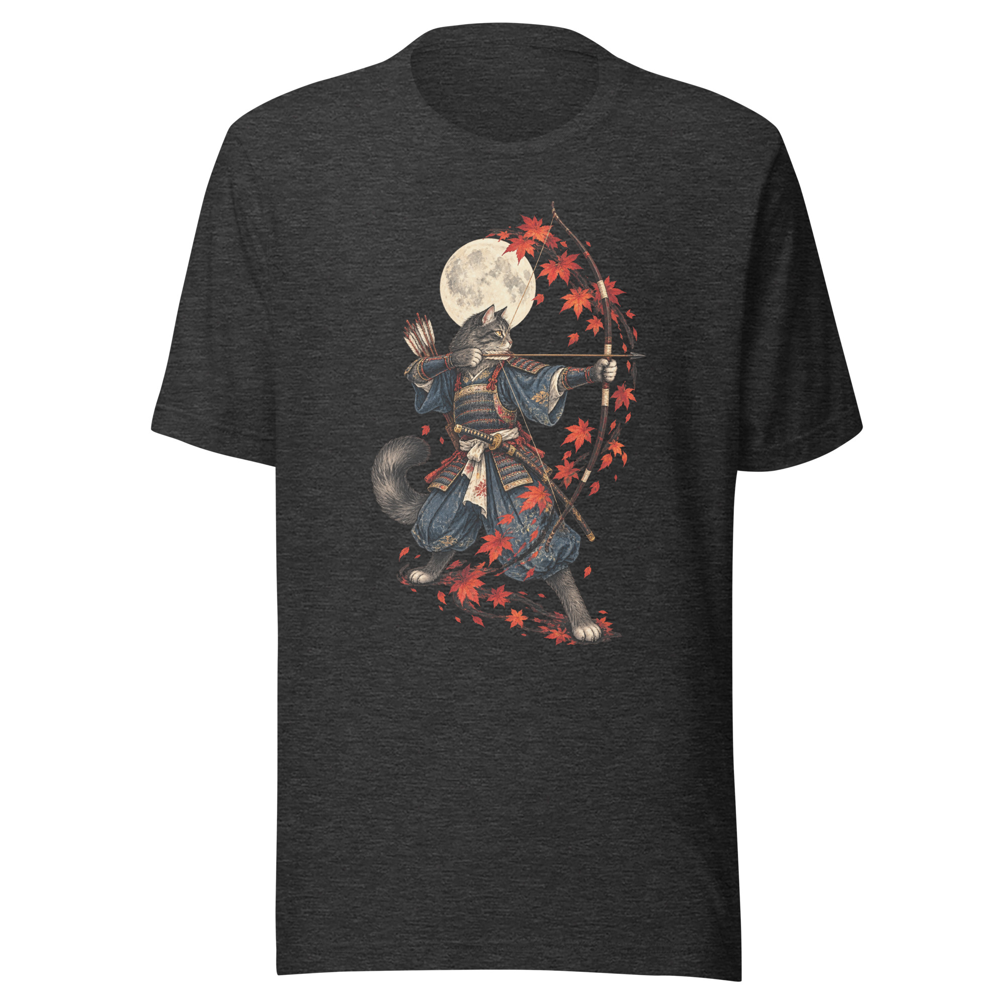 Samurai Cat Archer Maple Moon Japanese Art, Japanese Art Tee, Mythology Gift - Image 111
