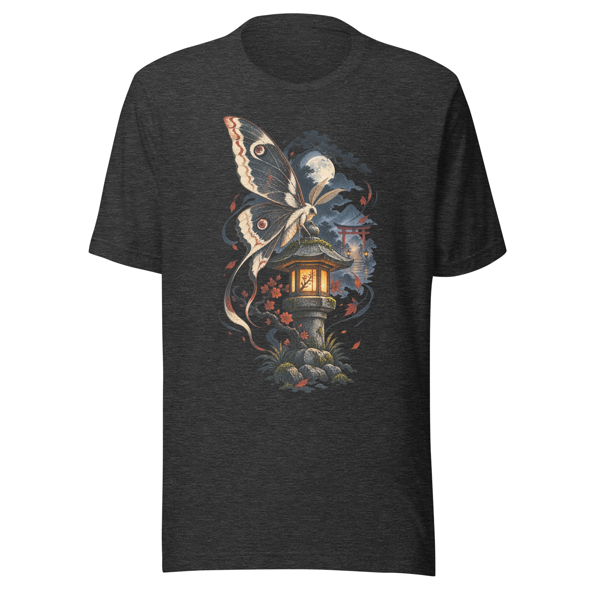 Japanese Moth Lantern Shrine Night Yokai Art T-Shirt - Image 144