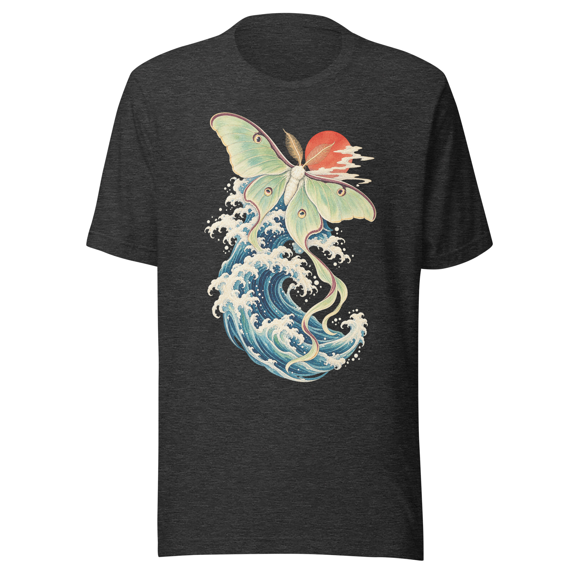 Luna Moth Great Wave Japanese Ukiyo-e Art T-Shirt - Image 144